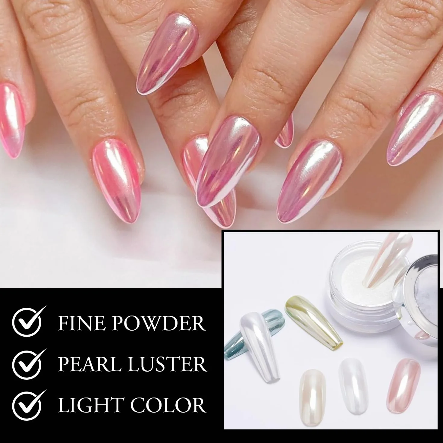 Poudre Chrome Ongle 2g Haute Capacité Blanche Aurora Ice Paillettes Glazed Donut Effet Miroir Manucure DIY