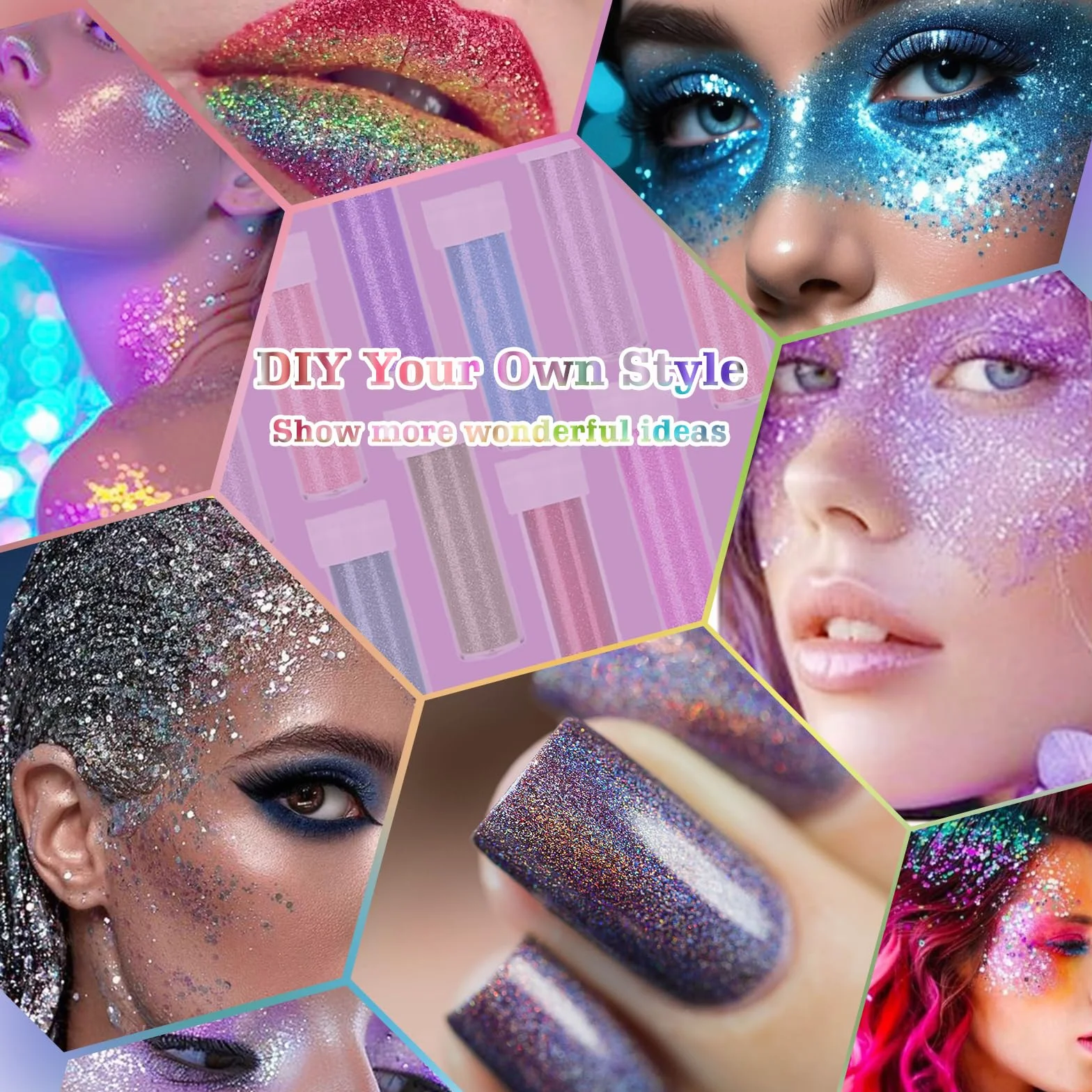 Poudre de Paillettes Nail Art 48 Couleurs 240 g Glitter Cosmétique Résine Époxy DIY