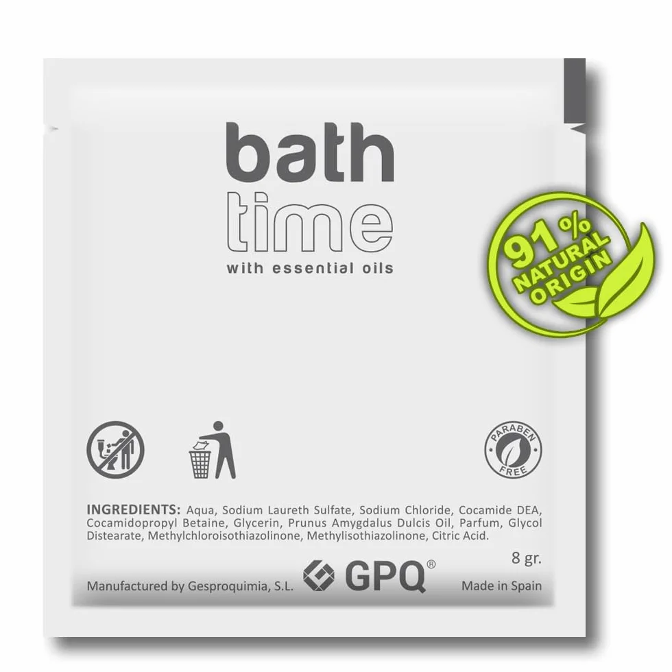 Gel & Shampooing BATH TIME | 400 unités x 8g | Hôtel, B&B, Gîte Rural, Gym