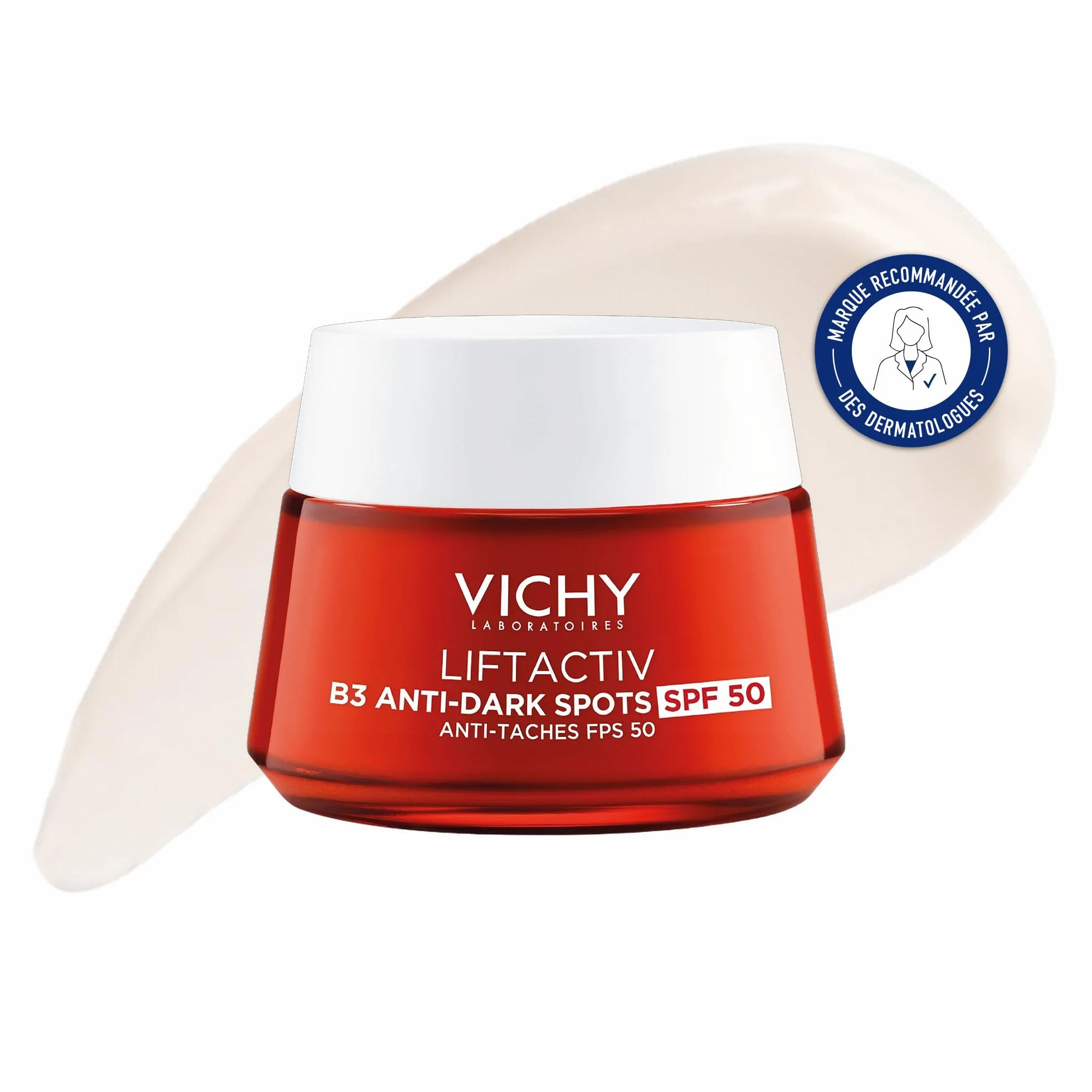 Vichy - Liftactiv Crème De Jour Spf 50 Visage B3 - Crème Anti-Tache Visage - Enrichie en Niacinamide et Melasyl, Filtre SPF 50 - Correction Taches et Rides - Testé dermatologiquement