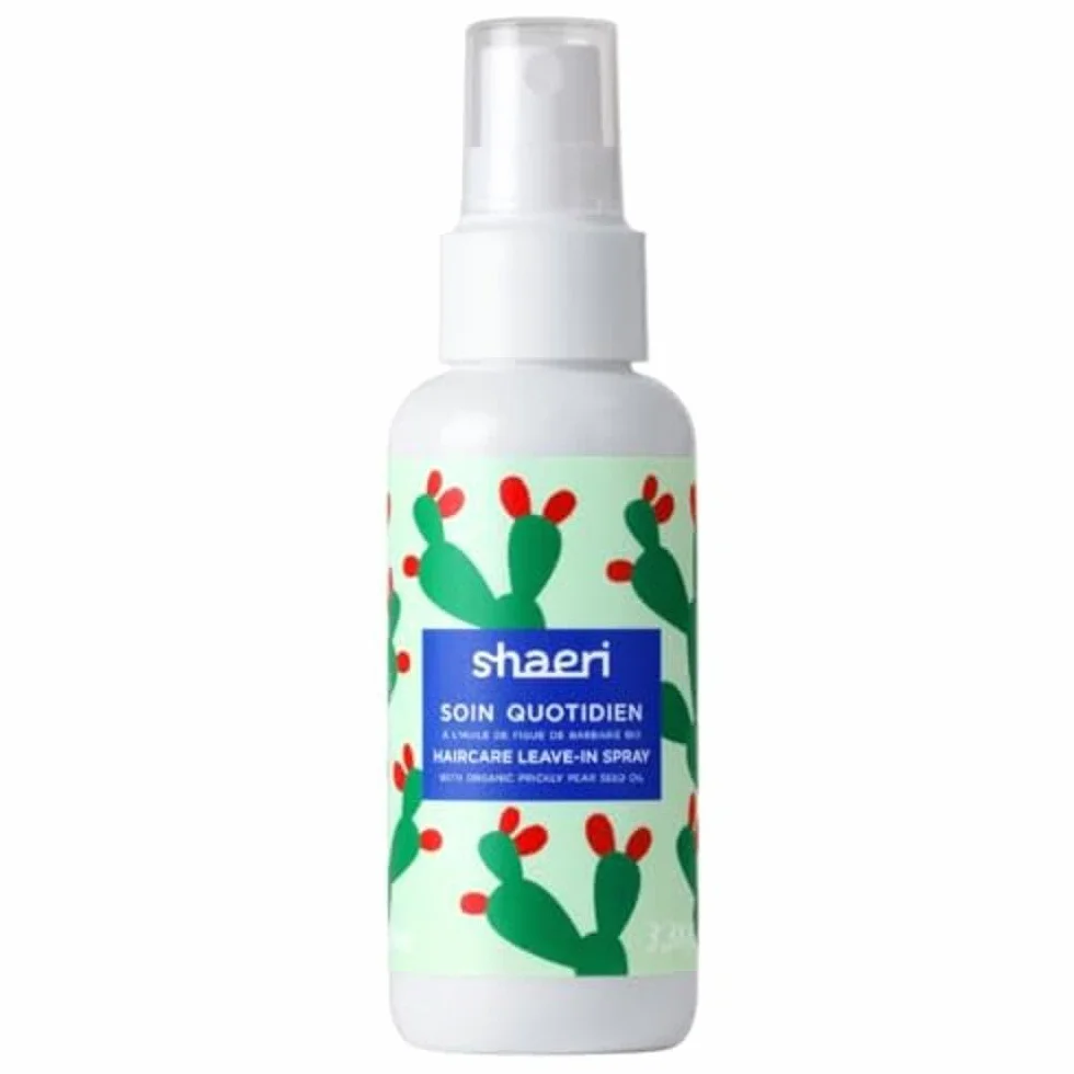 Shaeri Soin Quotidien Spray Sans Rinçage Hydratant Démêlant Thermo-Protecteur Anti-Frizz Cheveux Secs Figue de Barbarie Jojoba Amande Douce 100 ml