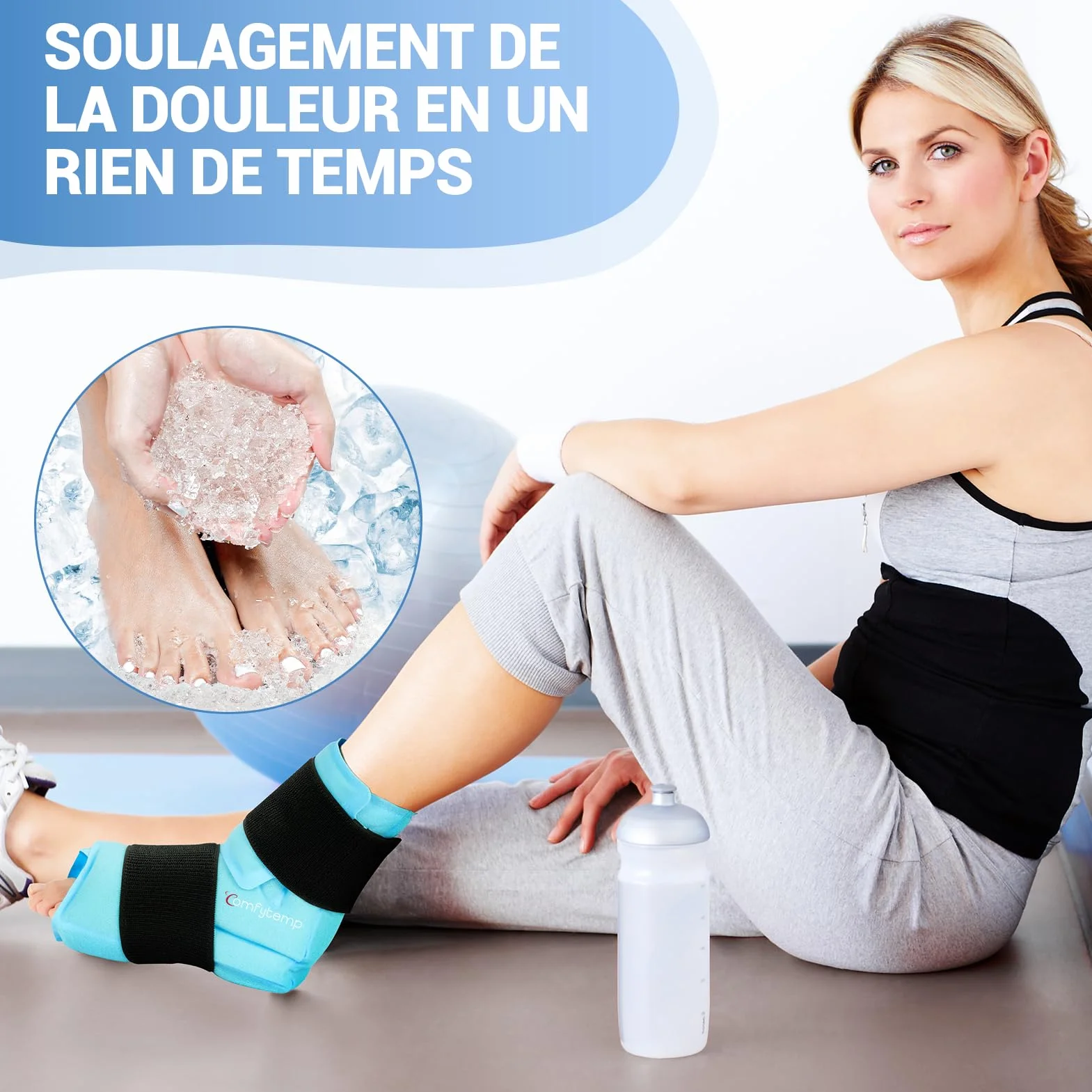 Comfytemp Poche de Glace Cheville Pied Thérapie Chaud Froid Soulager Douleur Fasciite Plantaire Entorse Gonflement Tendinite Achille 1 Unité