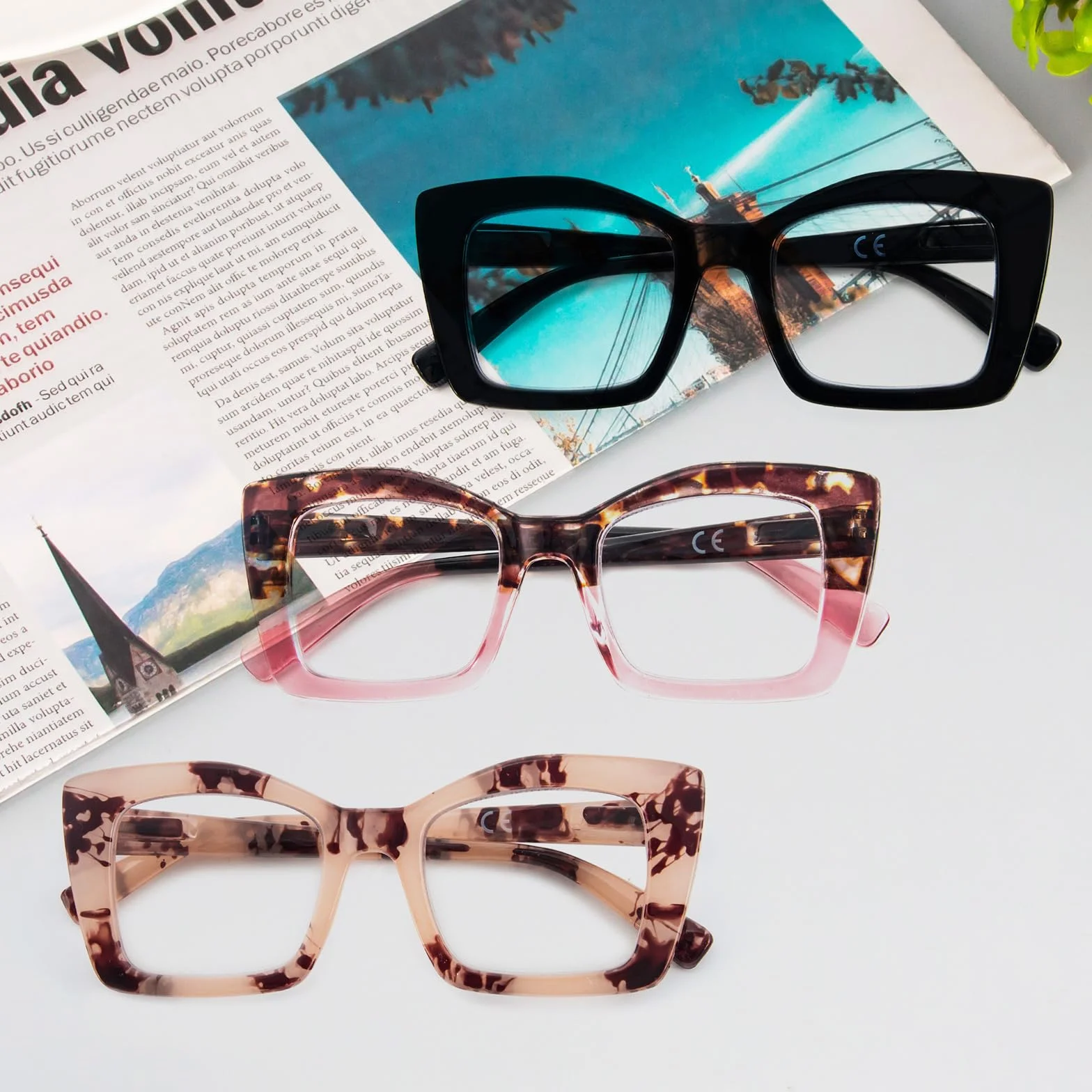 KoKoBin Oprah Lunettes de lecture carrées surdimensionnées pour femmes avec charnières à ressort