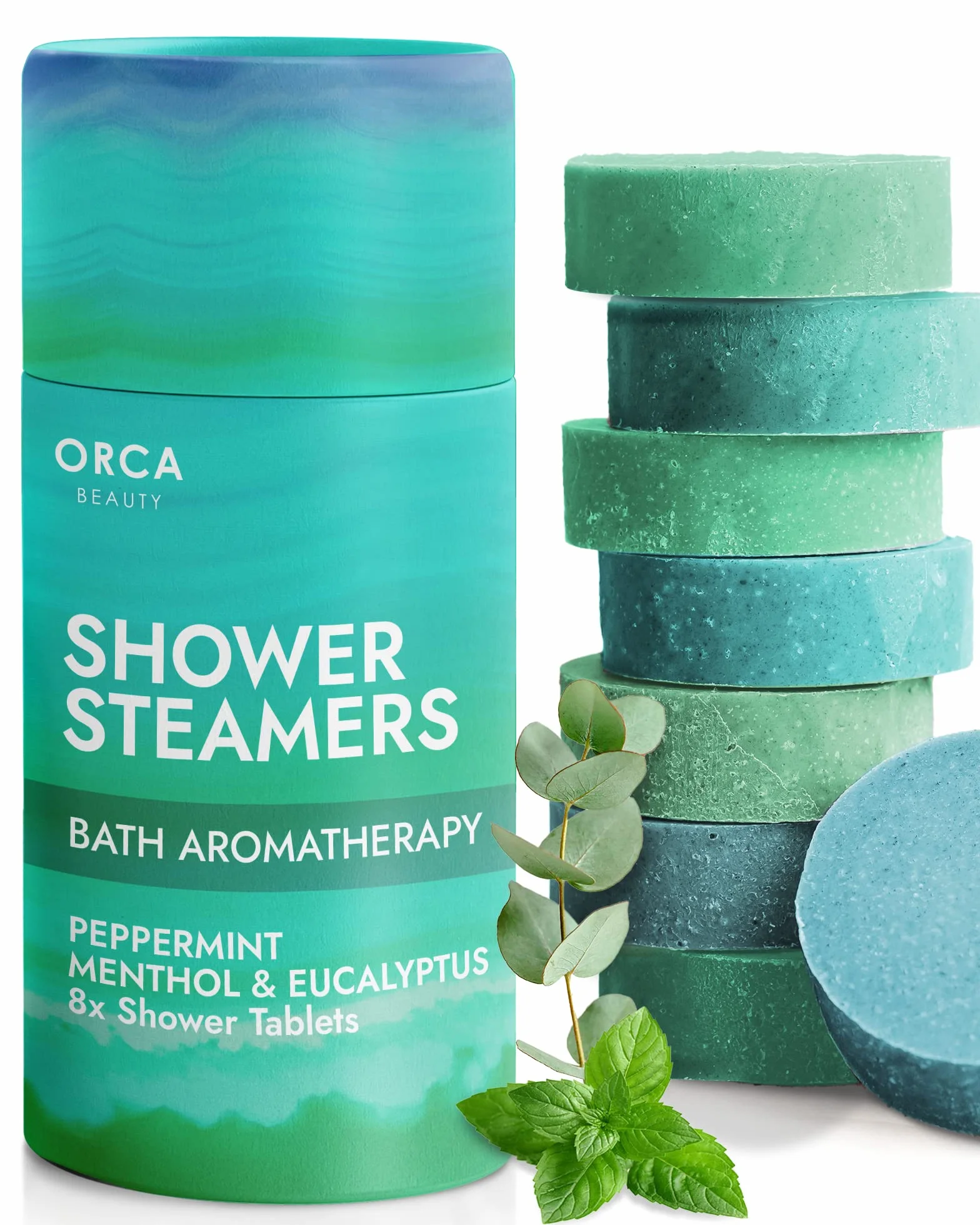 Lot de 8 bombes de douche à l'eucalyptus pour aromathérapie et spa