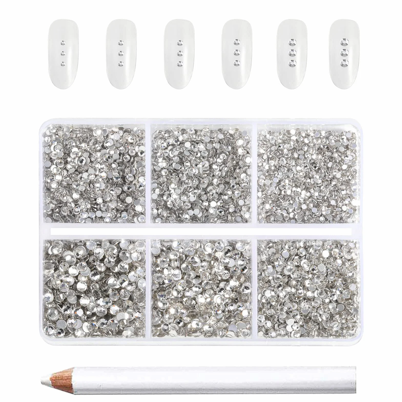 Beadsland Strass pour ongles nail art 7200 pièces mélange 6 tailles SS3-SS10 Cristal orange