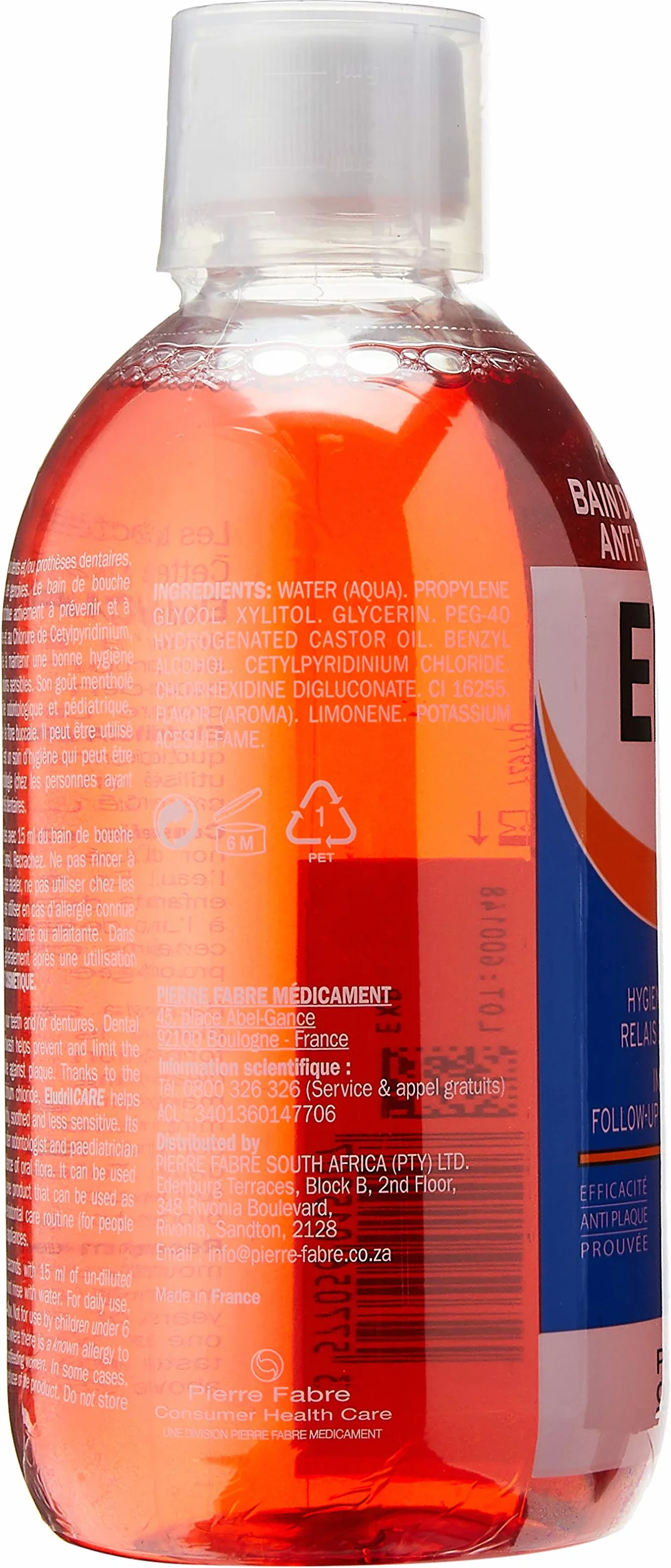 Eludril Bain de Bouche Antiplaque 500 ml Antibactérien Apaisant Sans Menthe