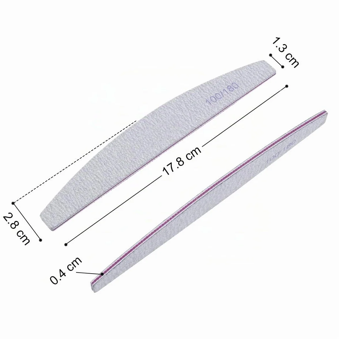 Lime à Ongles Professionnelle 16pces, 100/180 Grain Lavable Double Face - Blanc
