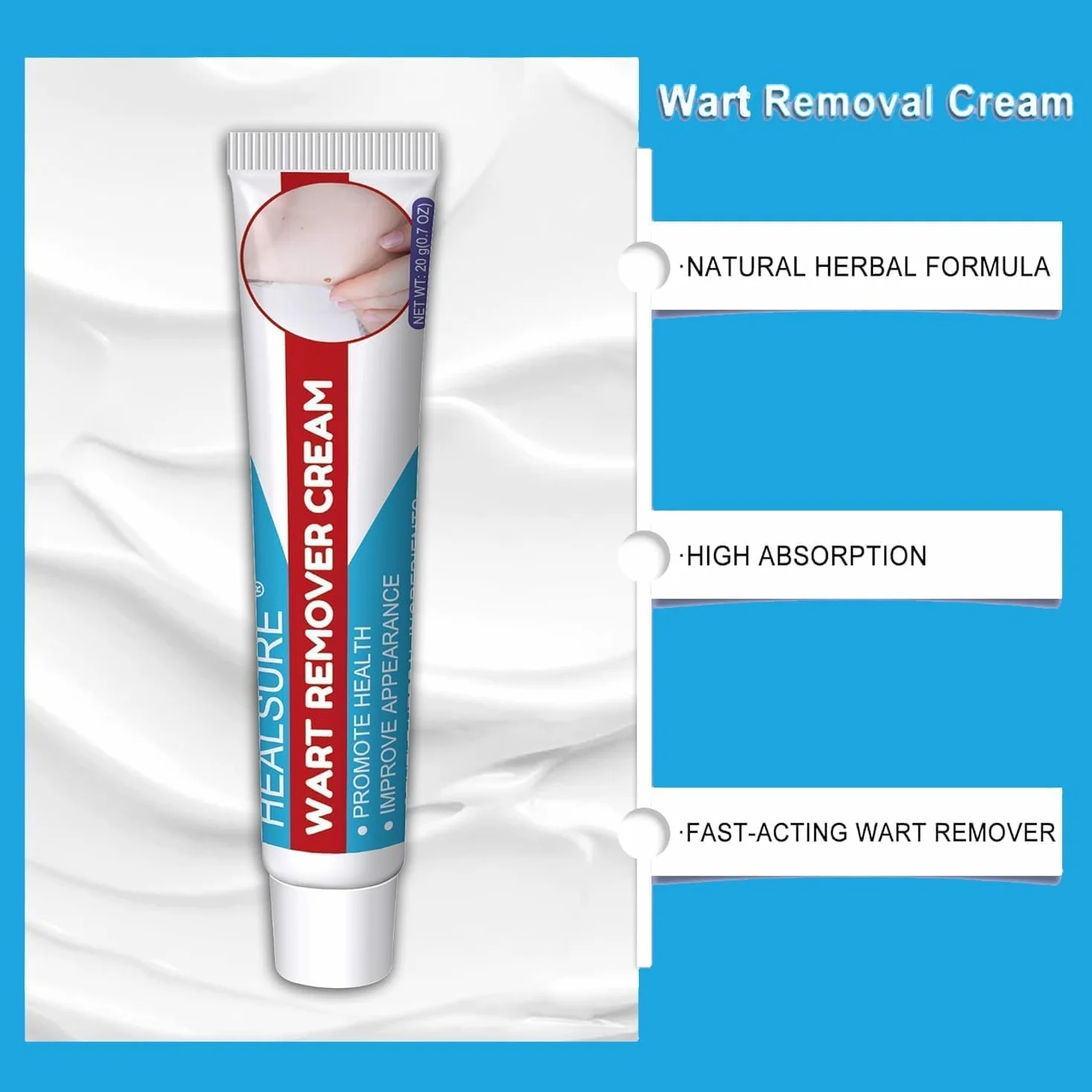 Crème anti-verrues 20g pour acrochordons et petites verrues mains et pieds