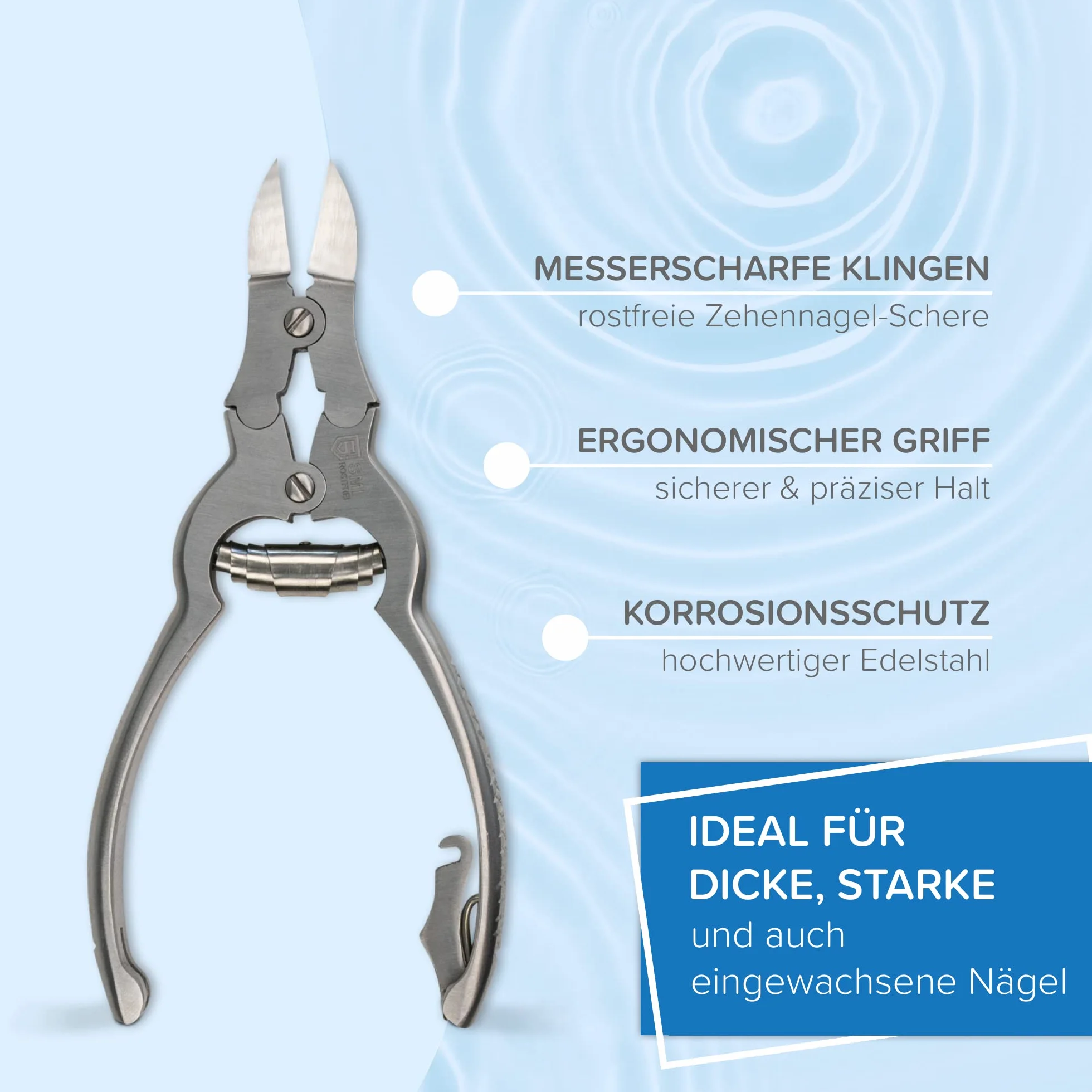 SMI 16 cm Coupe Ongle Pied Professionnel – Coupe Ongle – Pince à Ongles Robuste – Pour Ongles Épais et Incarnés – Acier Inoxydable – Sécurité Enfant – Avec Étui