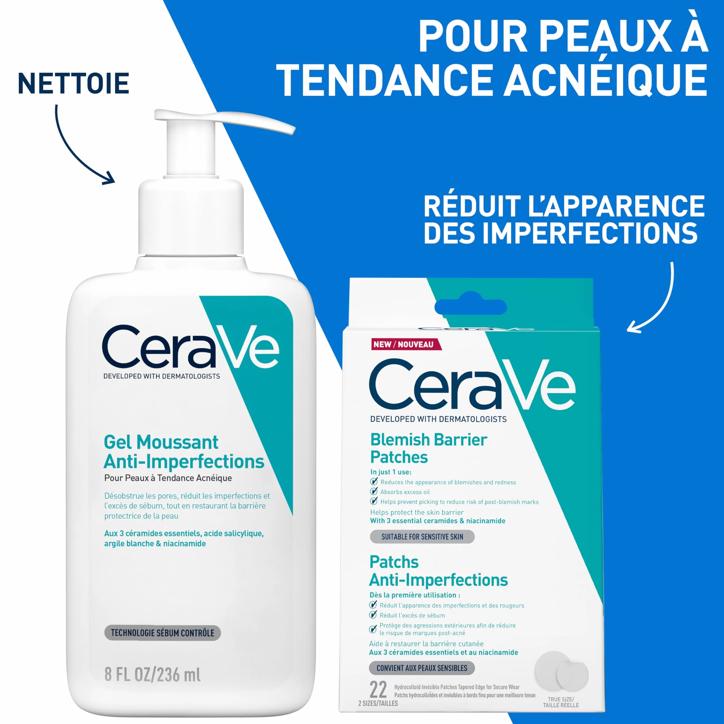 CeraVe Pimple Patch Anti-Imperfections Invisibles 22 Patchs Hydrocolloïde 10 & 12mm