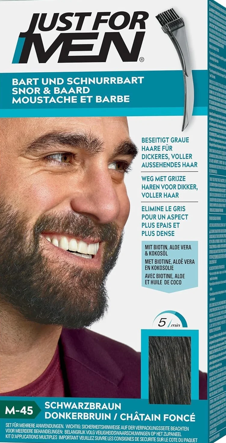 Just For Men Barbe & Moustache Coloration Homme Châtain Foncé M45 Sans Ammoniaque