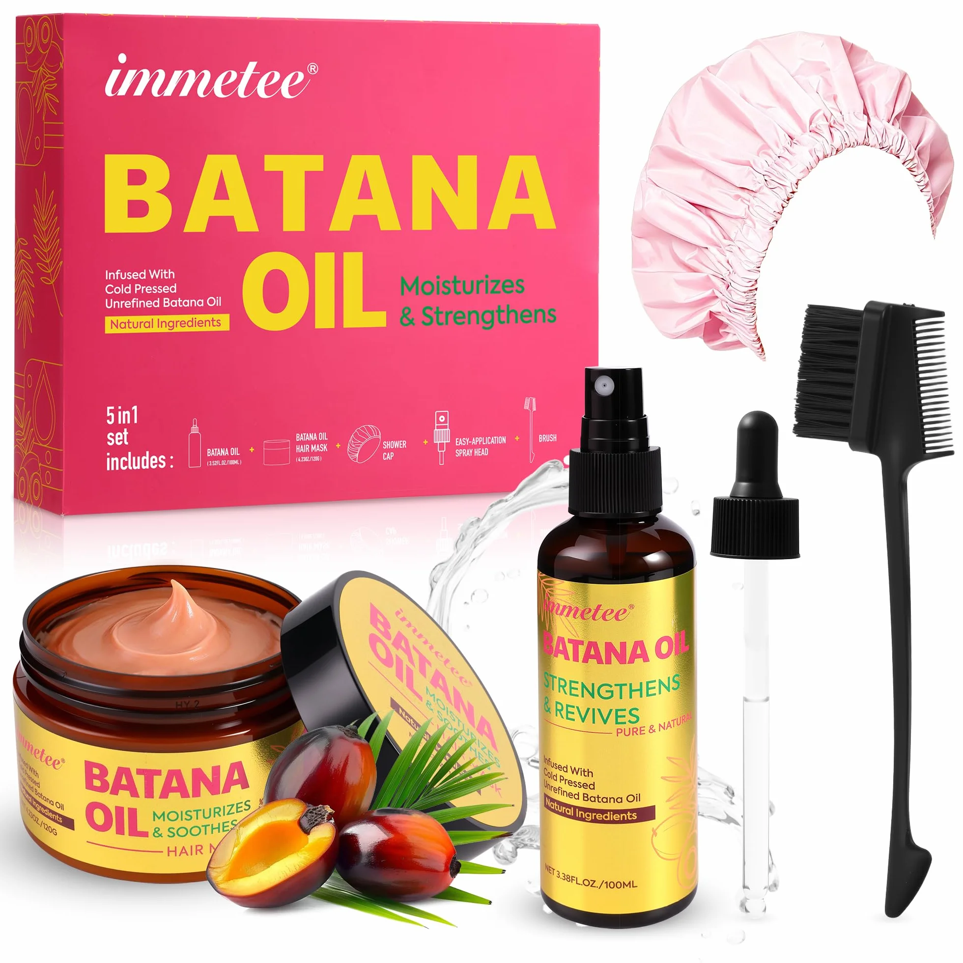 Kit huiles Batana immetee, Masque capillaire Batanas, Soin cuir chevelu cheveux secs crépus, Huile nourrissante profondeur cheveux secs colorés