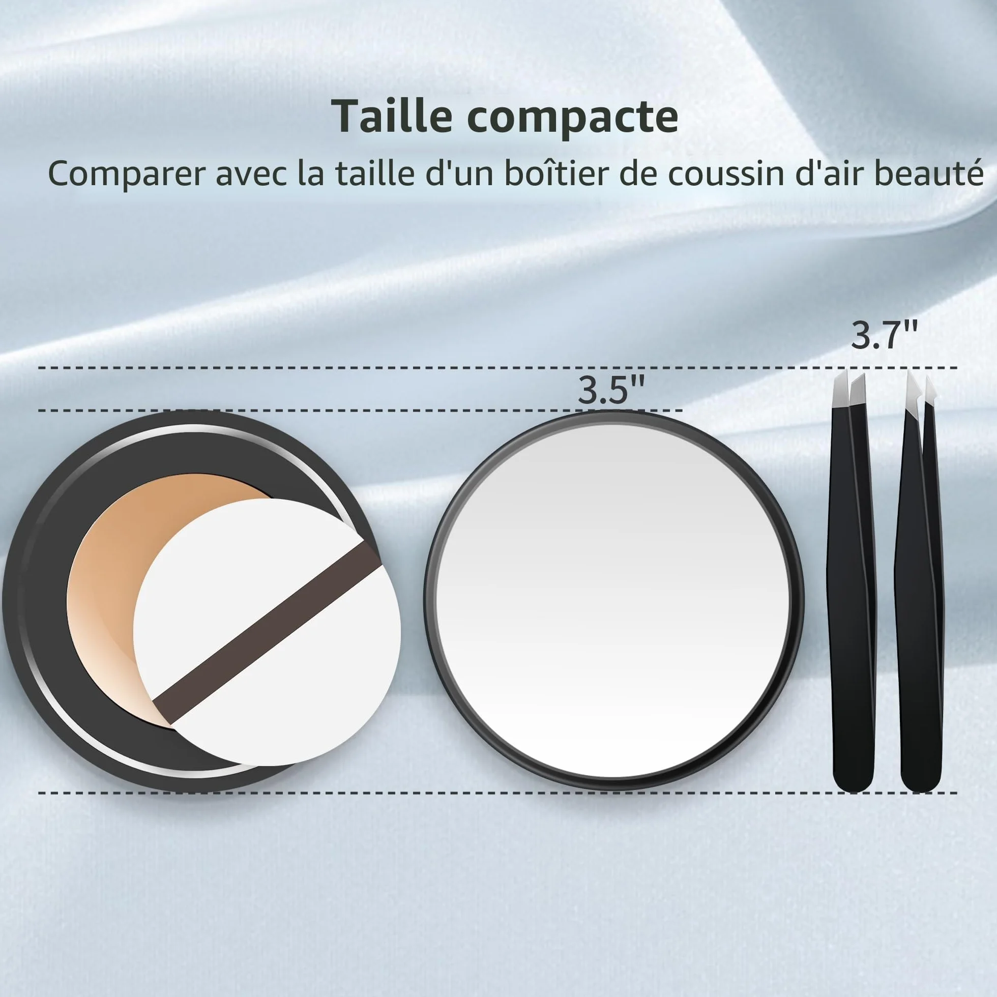 MIYADIVA Miroir grossissant 40X, Petit Miroir avec Ventouse et Pince à épiler, Miroir de Voyage, Ensemble compact 8,9 cm