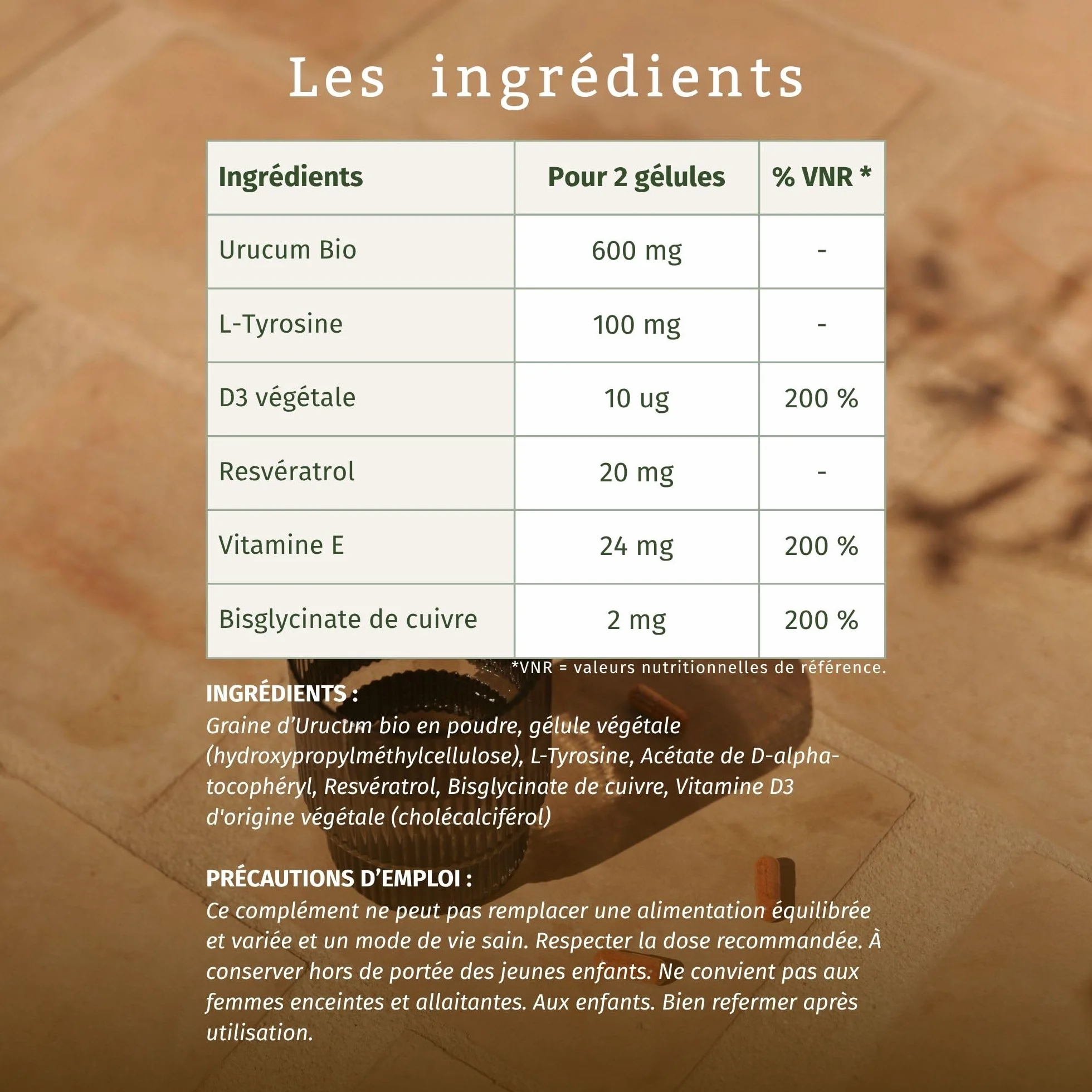 Complément alimentaire solaire Valebio 60 gélules Vitamines D3 accélère bronzage