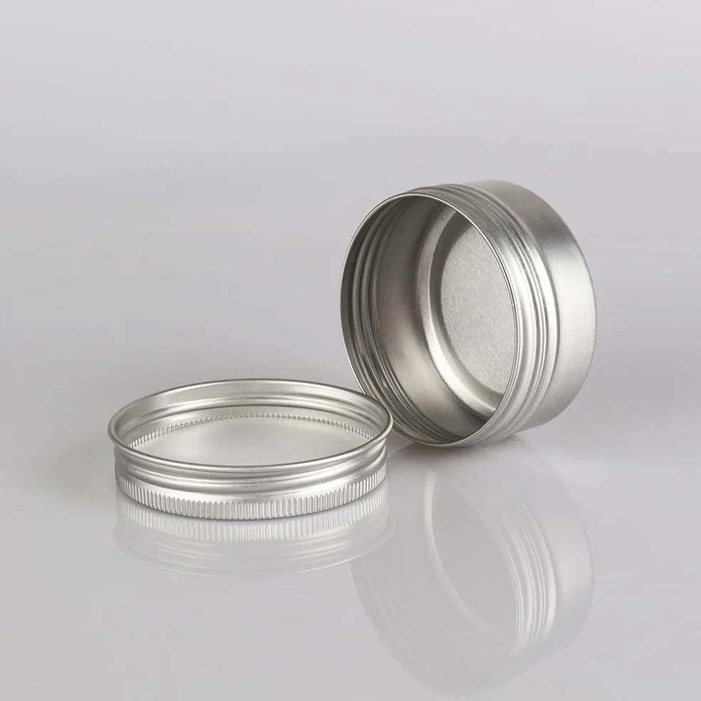 30 Pièces 50ml Pots en Aluminium Vide Rond Argent Petit Cosmétiques Pot Conteneurs for Fait Main Bougies Crème Baume Voyage, 5X Spatule, 2X Étiquettes