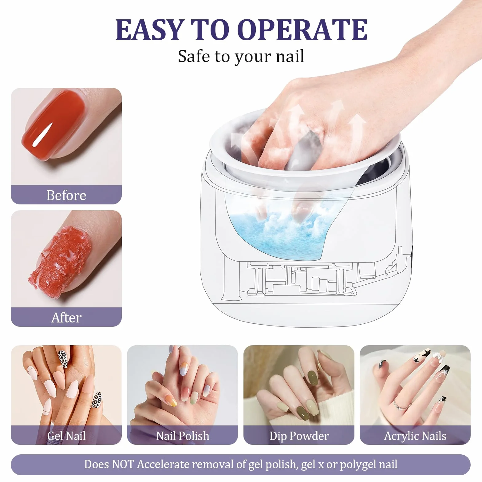 Bol de trempage des ongles professionnel électrique chauffé rapidement pour manucure salon