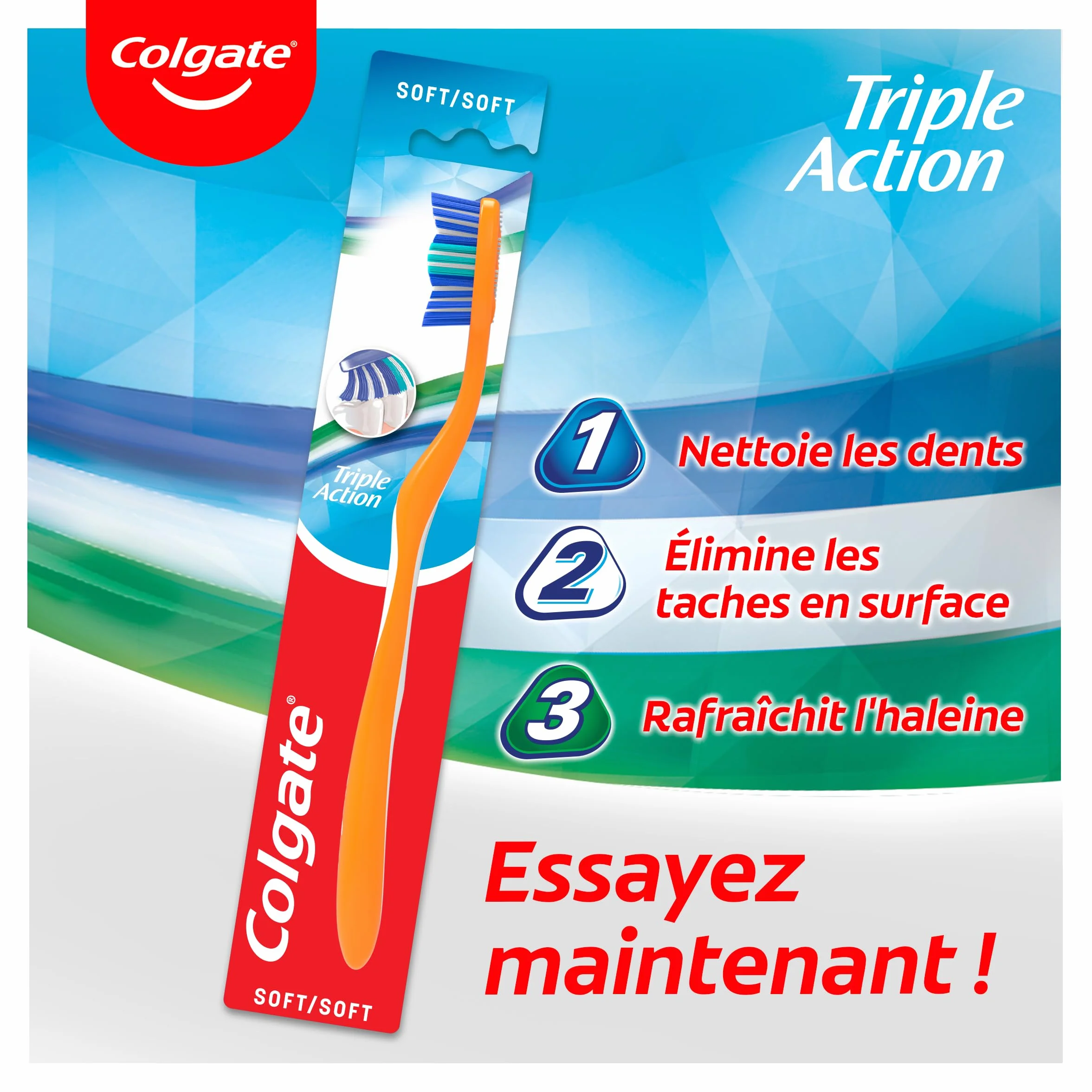 COLGATE Brosse à dents Triple Action Souple Lot de 3