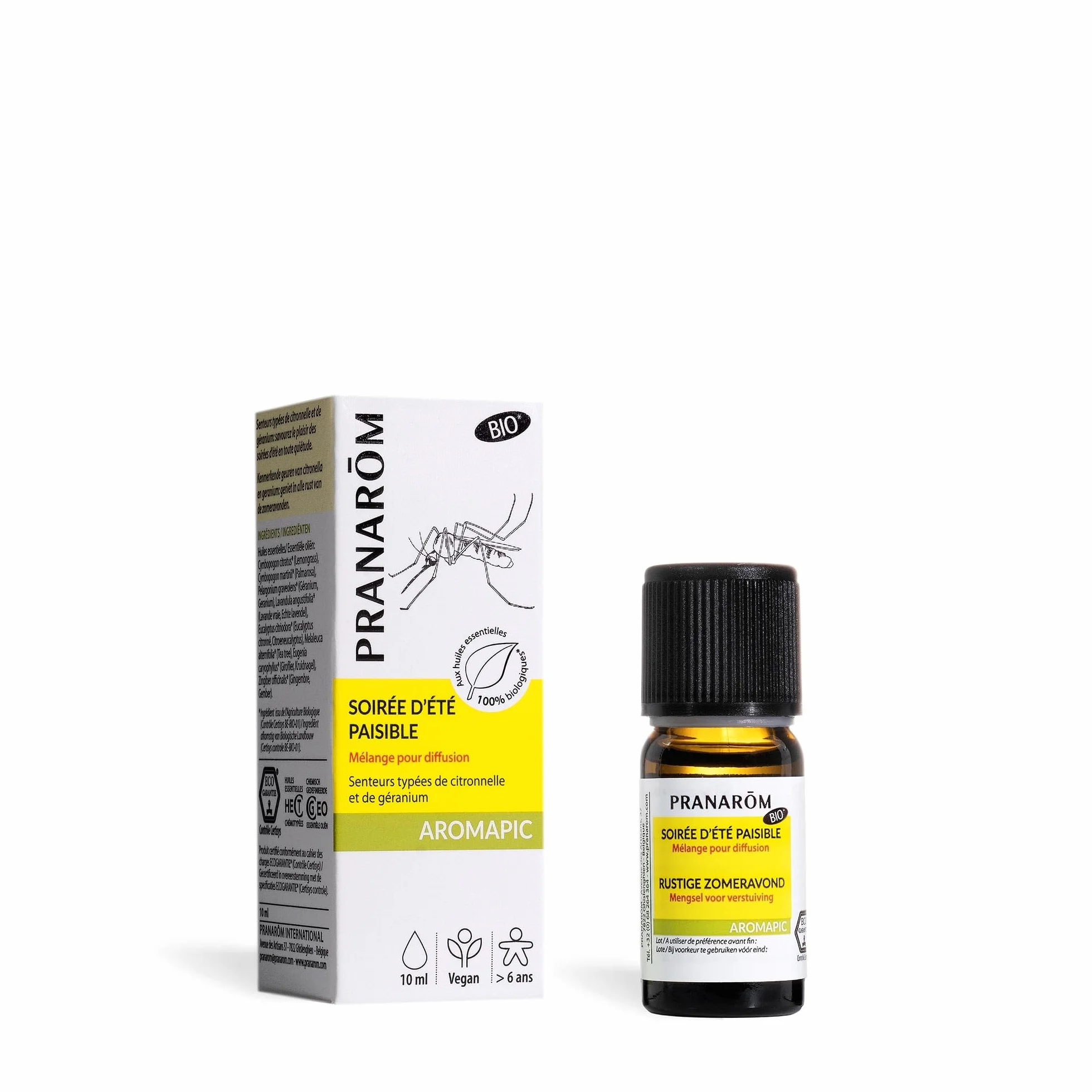 Pranarôm Anti-Mousitques Soirée d’Été Paisible Mélange pour Diffusion Bio aux Huiles Essentielles 10 ml