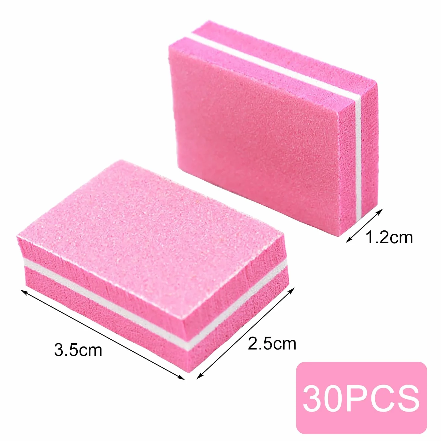 Bloc Polissoir Ongles 30 Pcs Lime à Ongles Éponge pour Manucure DIY Nail Art Rose