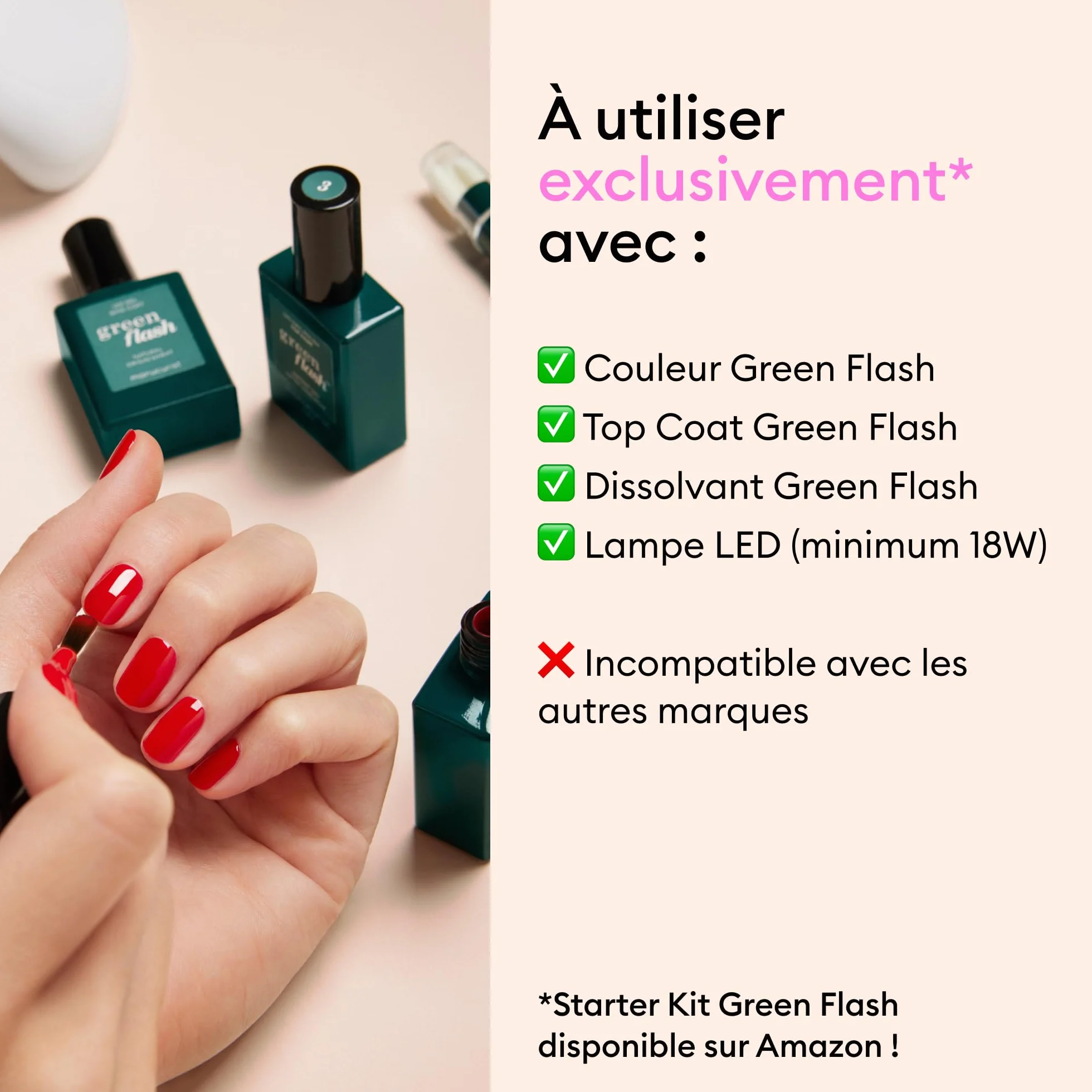 Manucurist Vernis Semi Permanent Rose Laiteux Green Flash Milky Pink 15 ml 12-Free Bio Sourcé