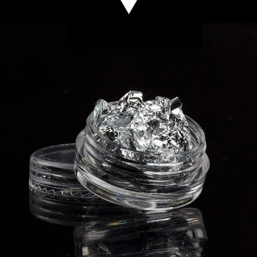 Feuille d'or Feuille d'argent 12 pièces Paillettes Nail Art décoration Gel Ongles Fournitures