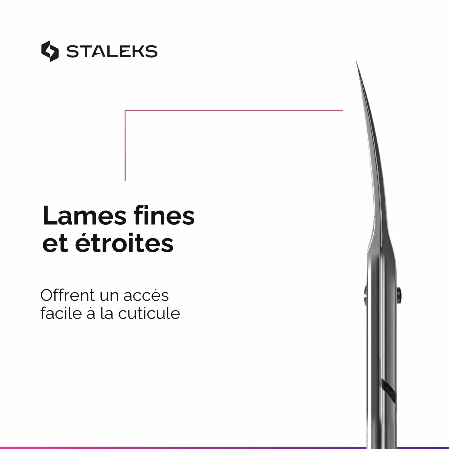 STALEKS Pro Ciseaux Professionnels pour Peau et Cuticule Lames Courbées Classiques Manches Silicone Rose Smart 40 Type 3 SS-40/3