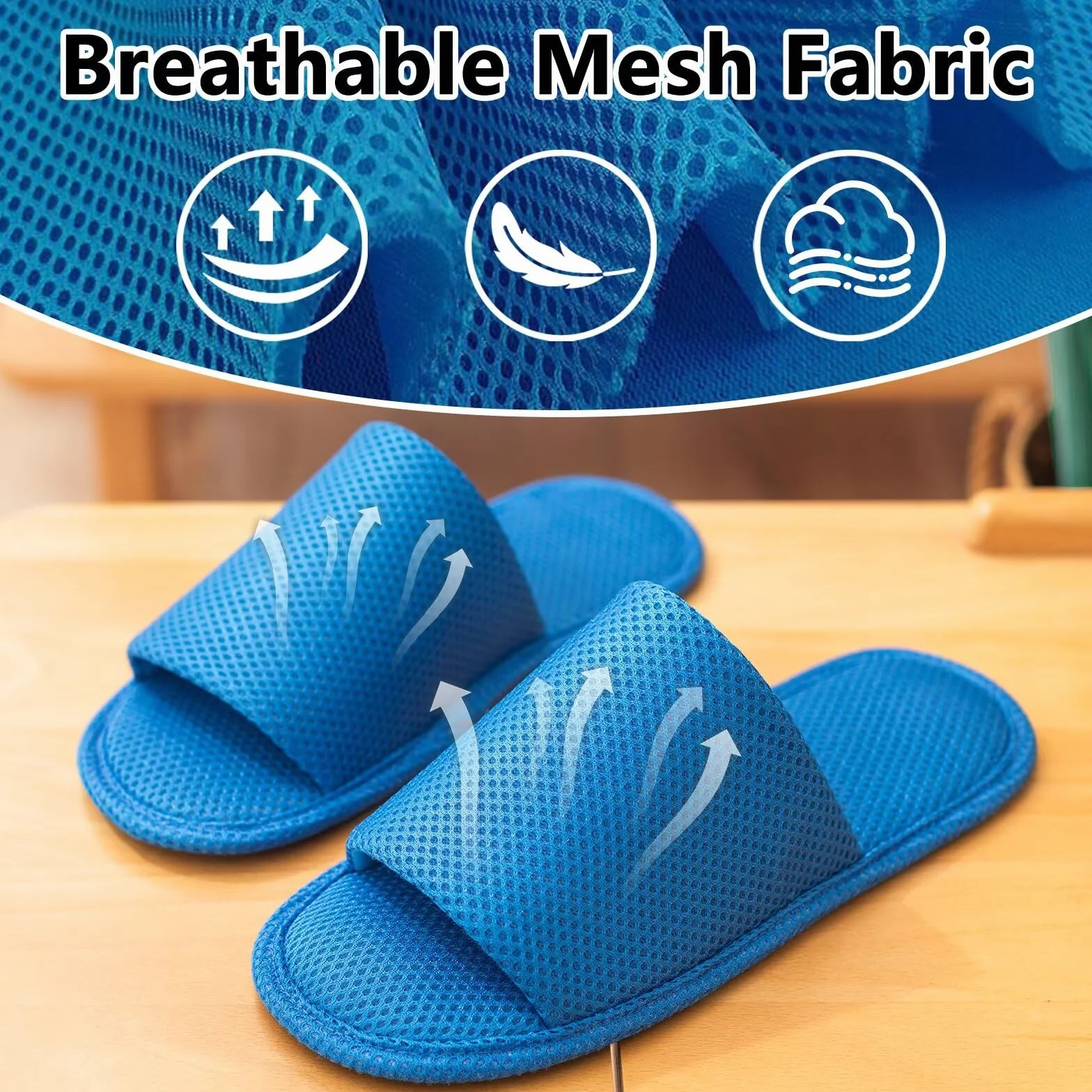 Chaussons Invités Lavable en Machine Hôtel Léger Antidérapant Pantoufles pour Maisons, Spa, Voyages, Fête