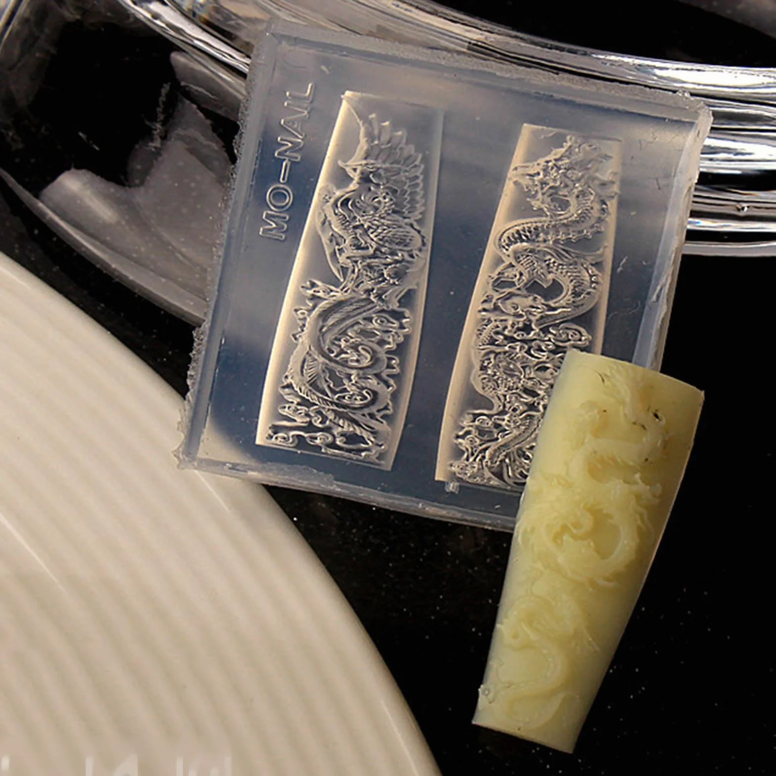Moules en silicone pour nail art, motif dragon 3D, sculpture ongles