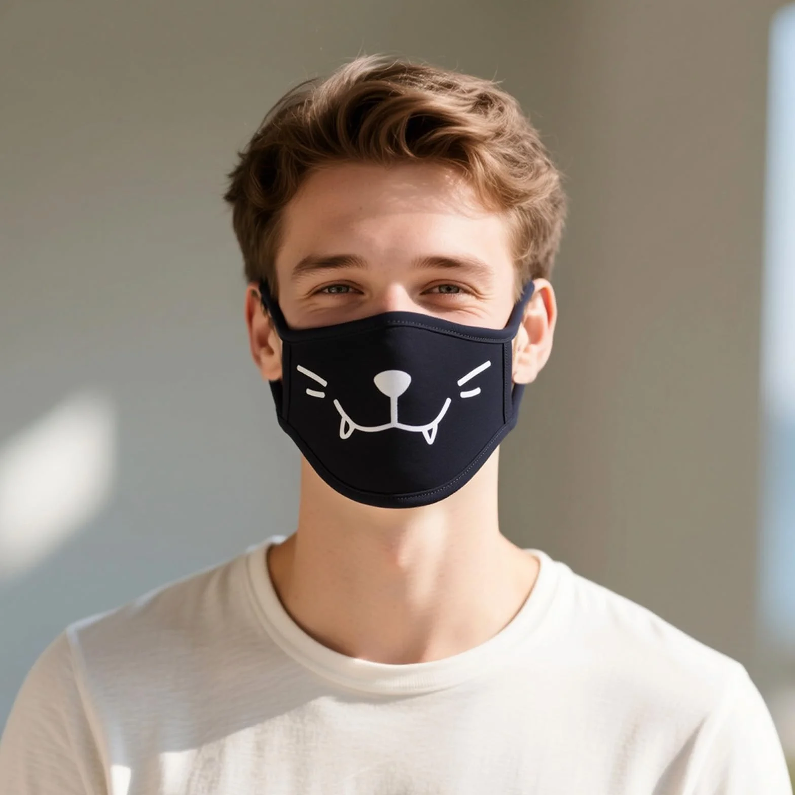 Masque Anime 4 Pièces Femboy Anti-Poussière Coton Réutilisable Cosplay Manga Cartoon Lavable