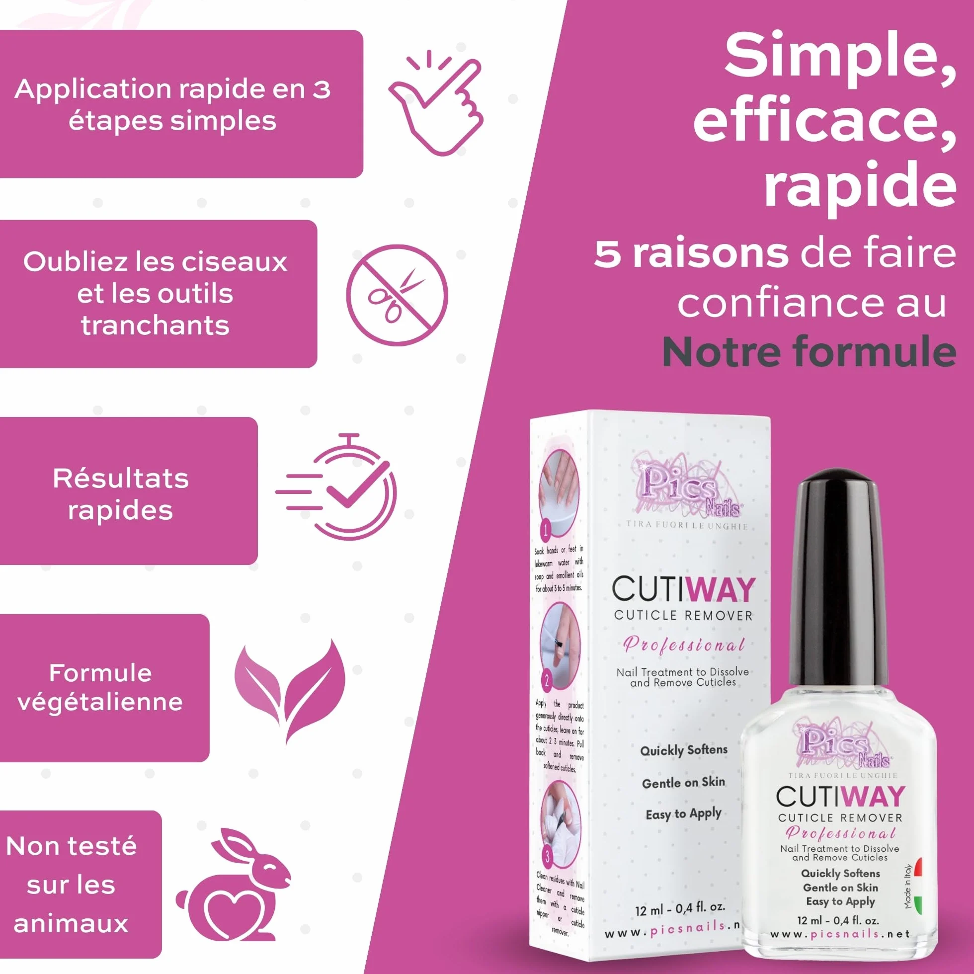 Coupe-ongles professionnel parfumé 12 ml - Materiel Onglerie - Emollient pour cuticules mains et pieds
