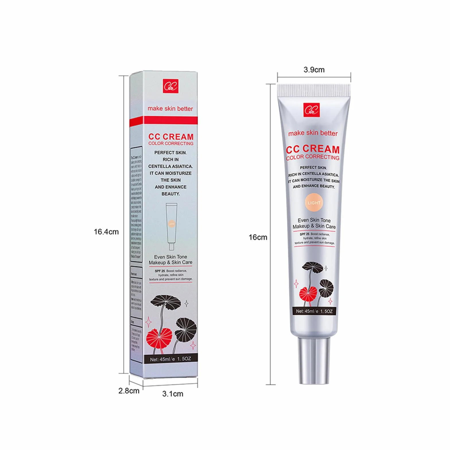 CC Crème Centella Asiatica Anti-Rougeur SPF 25 Couverture Naturelle Longue Tenue (Claire)