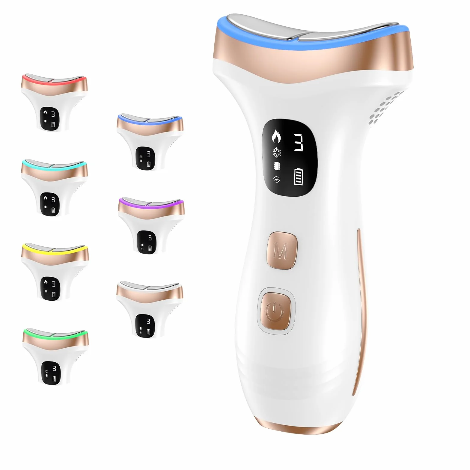 Appareil de Massage Visage Anti-Rides - Masseur Facial Double Menton avec 7 Modes de Massage LED - Tonification EMS pour Lifting du Visage