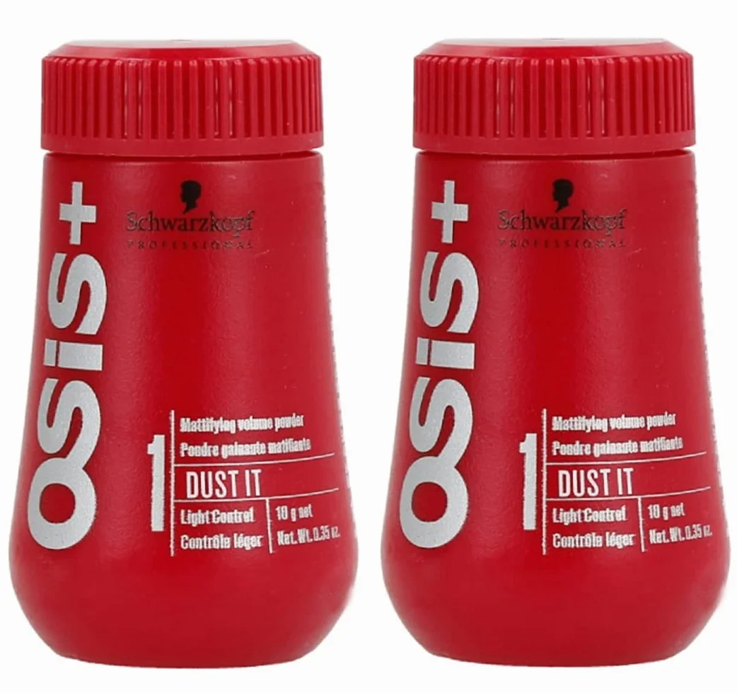 Schwarzkopf OSiS Dust It Lot de 2 pots de poudre matifiante pour cheveux, 2 x 10 ml, avec shampooing de 15 ml ou masque de 10 ml