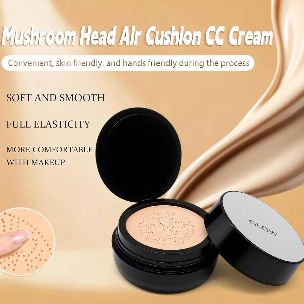 Crème CC Air Cushion Tête de Champignon Fond de Teint Cushion BB Maquillage Correcteur Visage et Cou Teint Uniforme Naturel