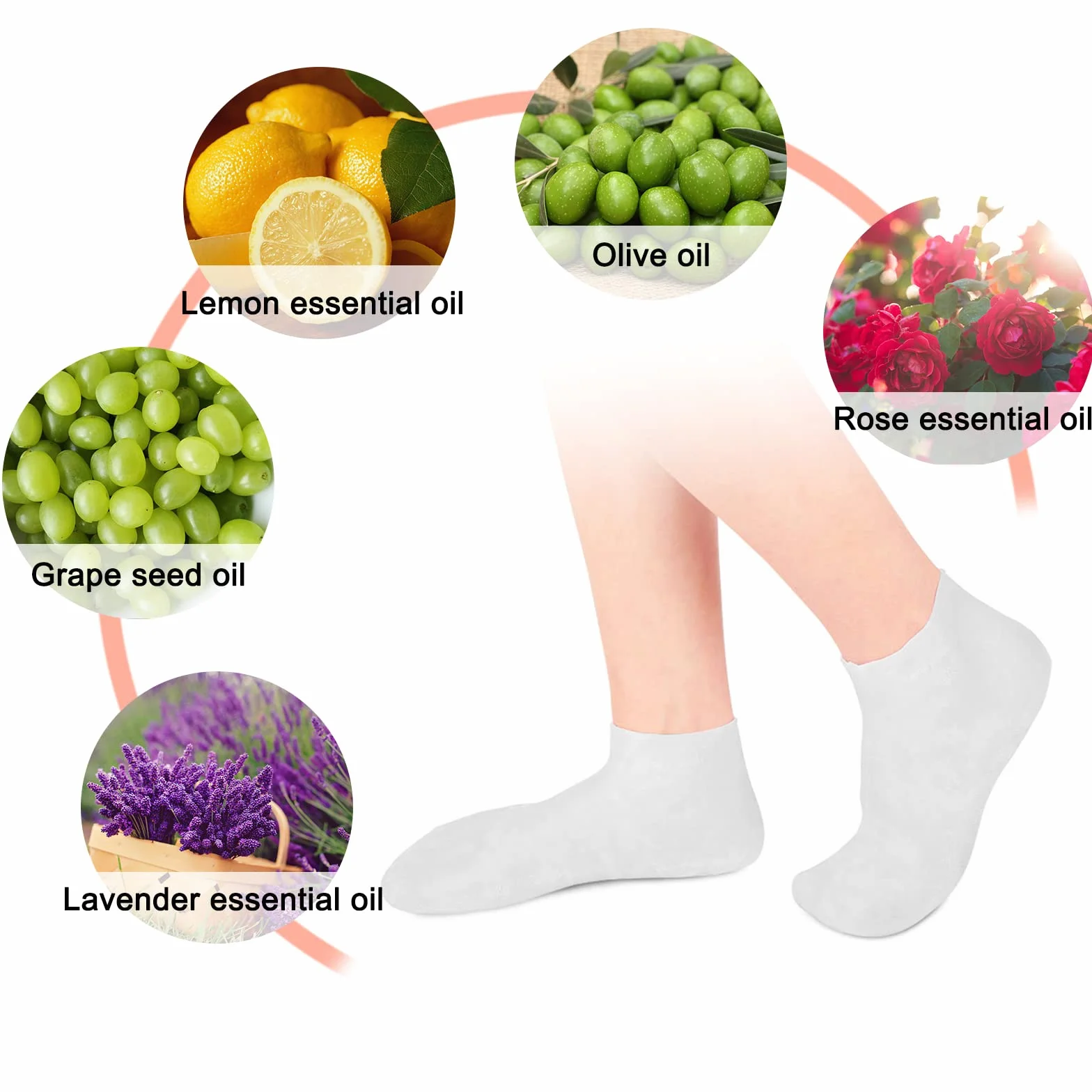 Chaussettes Hydratantes Anti-fissuration Pieds Fissurés Soin Gel Hommes Femmes (Blanc)