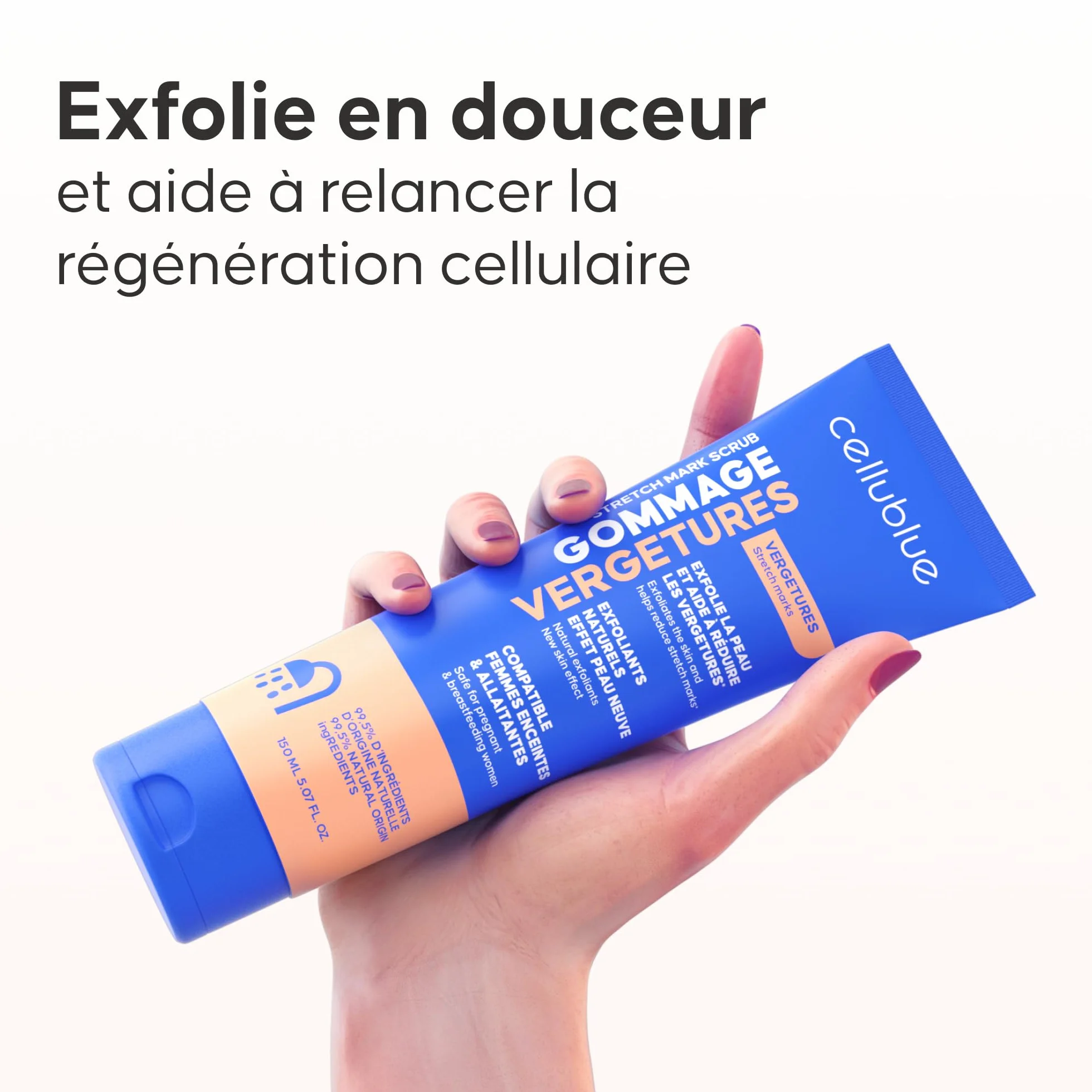 Cellublue Gommage Vergetures Exfoliation Naturelle Lisse Affine Grain Peau Réduit Vergetures Grossesse Allaitement