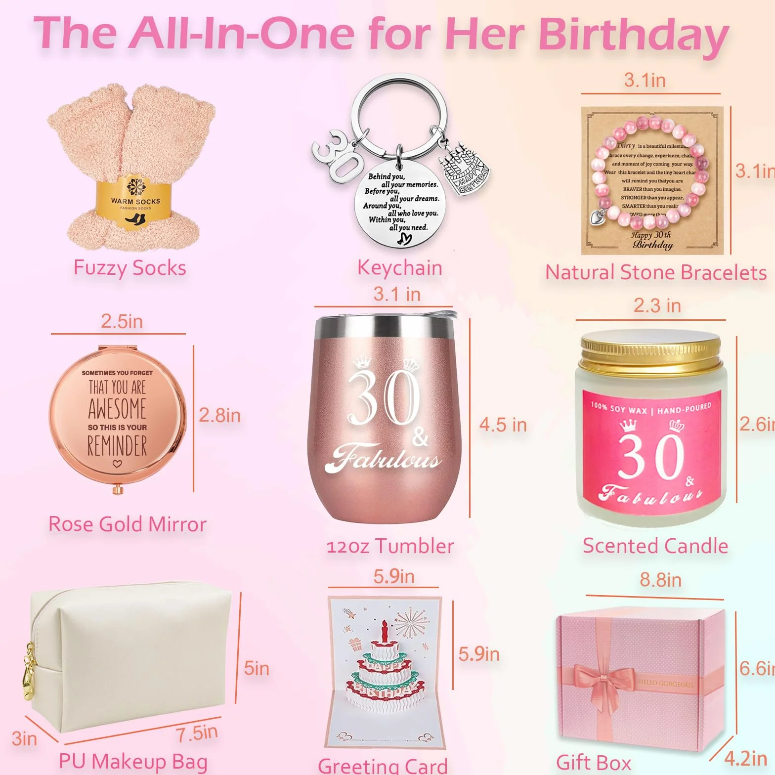 Coffret Cadeau Anniversaire Femme 30 Ans pour Amie Maman Épouse