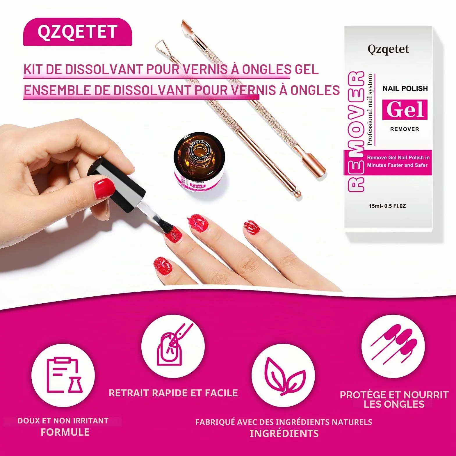 Dissolvant pour vernis à ongles gel 15 ml – Retrait facile en 3 à 5 minutes