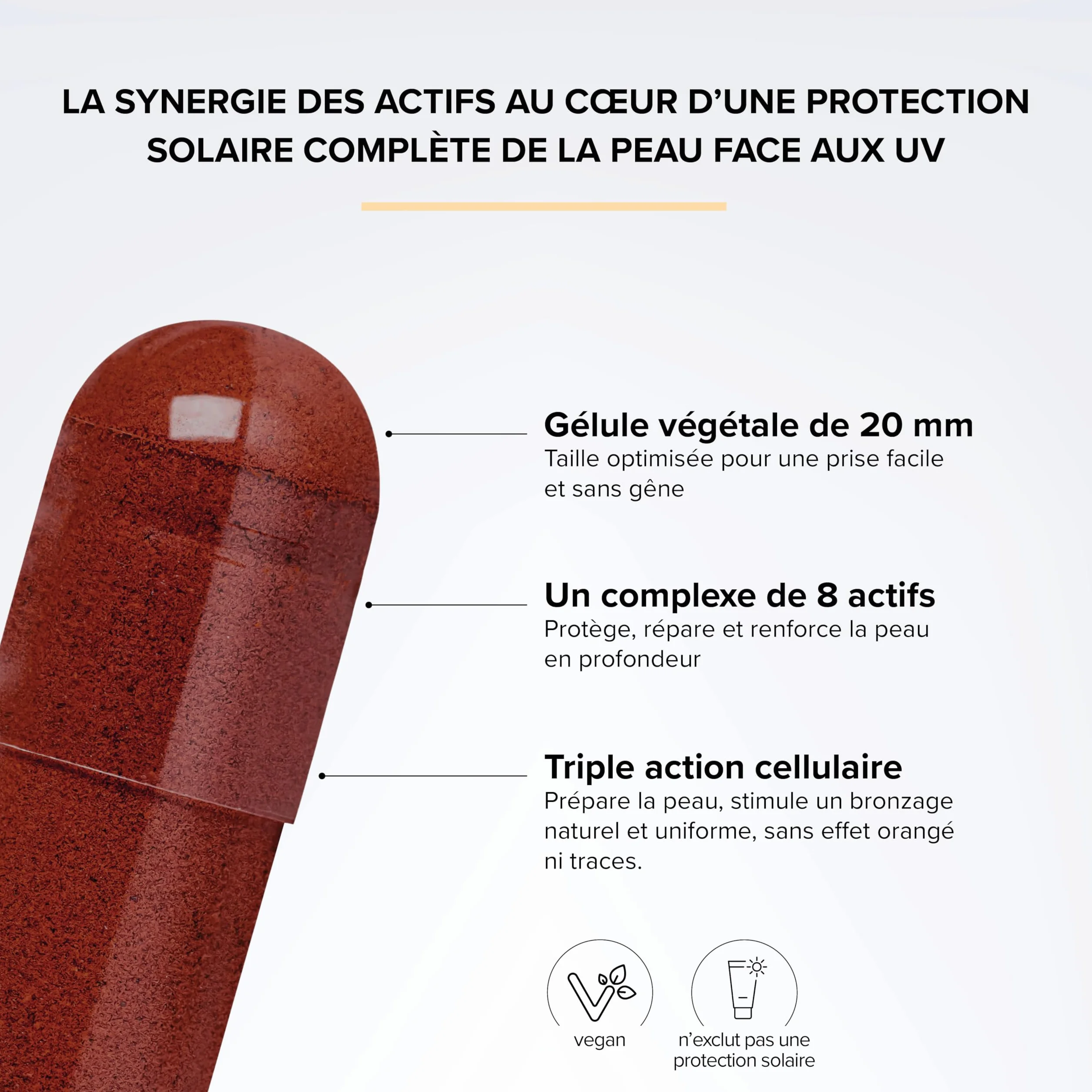 Beyond Elements Préparateur Solaire 3-en-1 Beta Carotene Huile de Bourrache Cuivre 2 Mois Vegan
