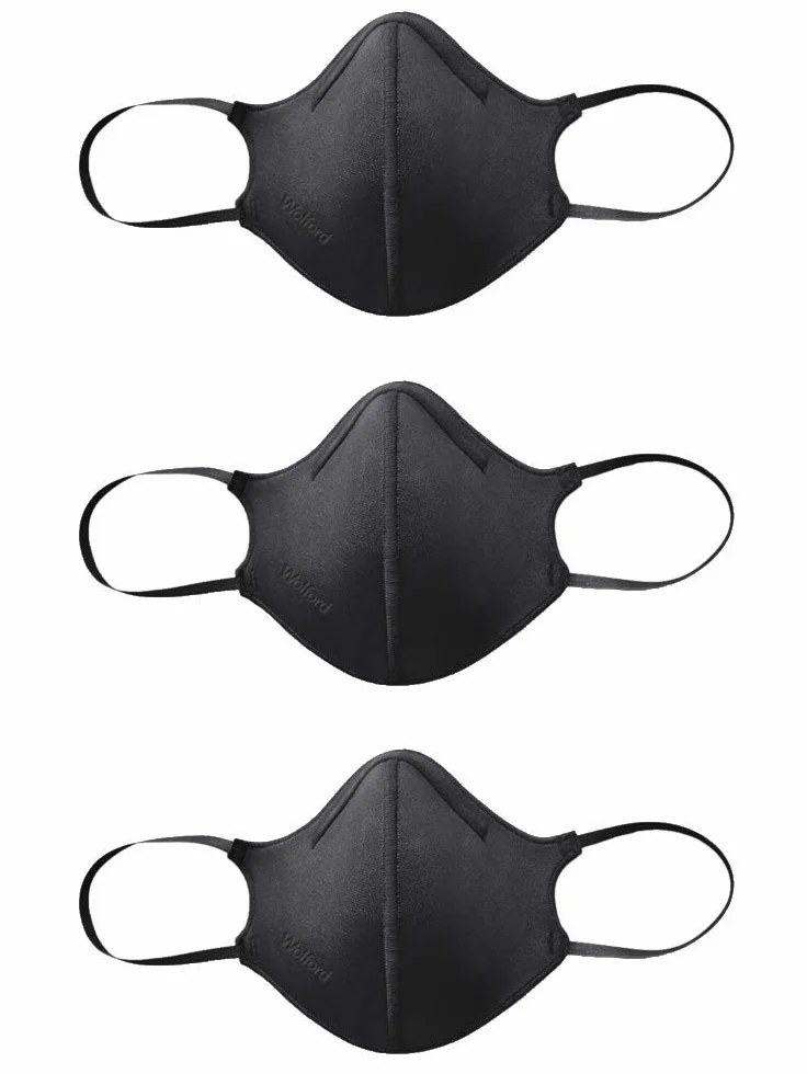 Wolford Unisexe Pack de 3 Paires de Masques de Soin en Noir - Polyester et Élasthanne - Taille Unique - XS/S