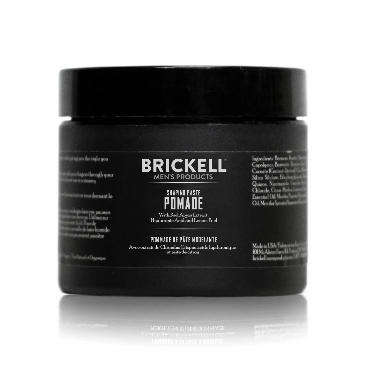 Pommade de pâte modelante pour hommes Brickell pour hommes, Tout naturel, pommade de cire texturisante, 59 mL, parfumée
