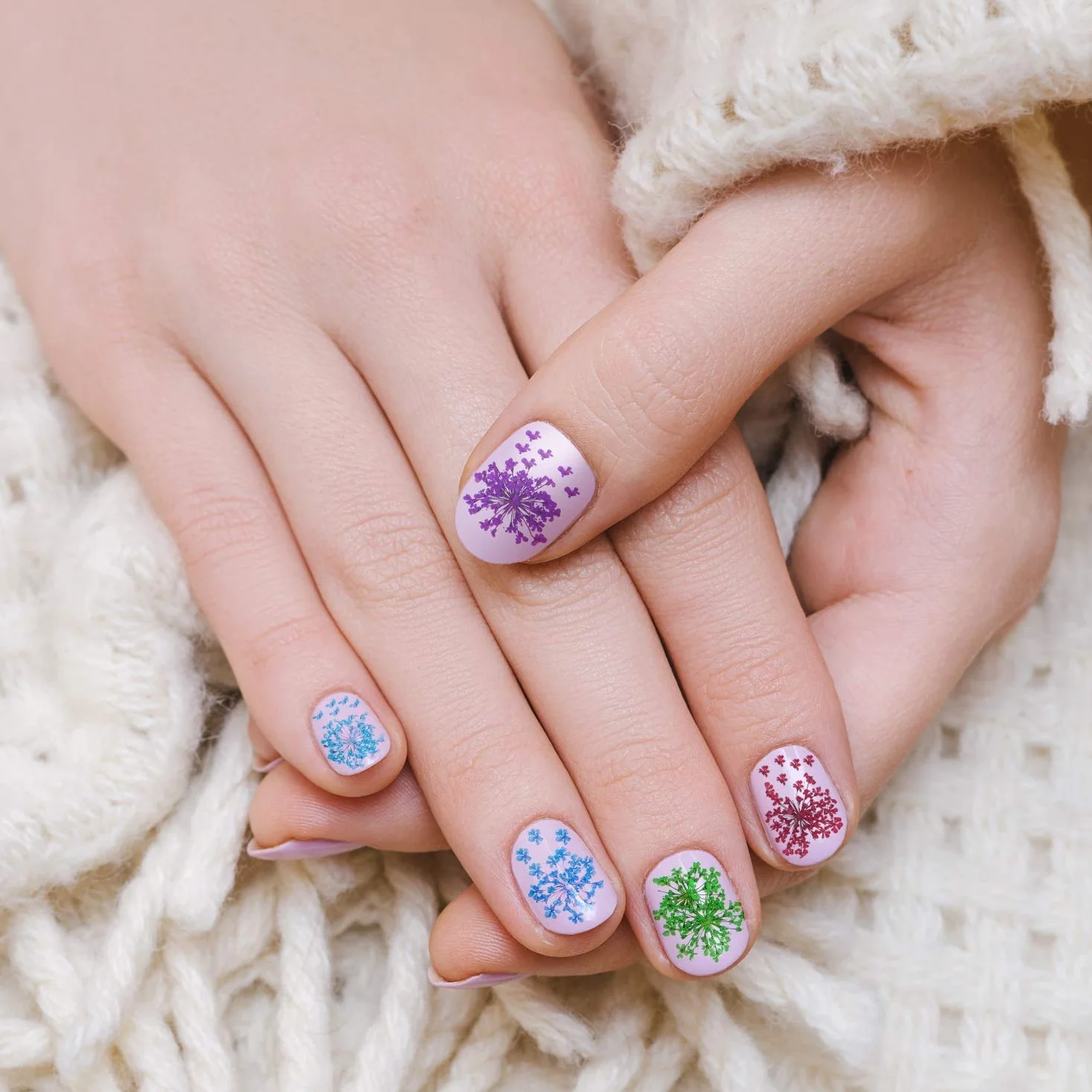 KAHEIGN 96 Pièces Fleur Séchée pour Ongles, 3D Nail Art Véritable Fleur Séchée Manucure Décoration