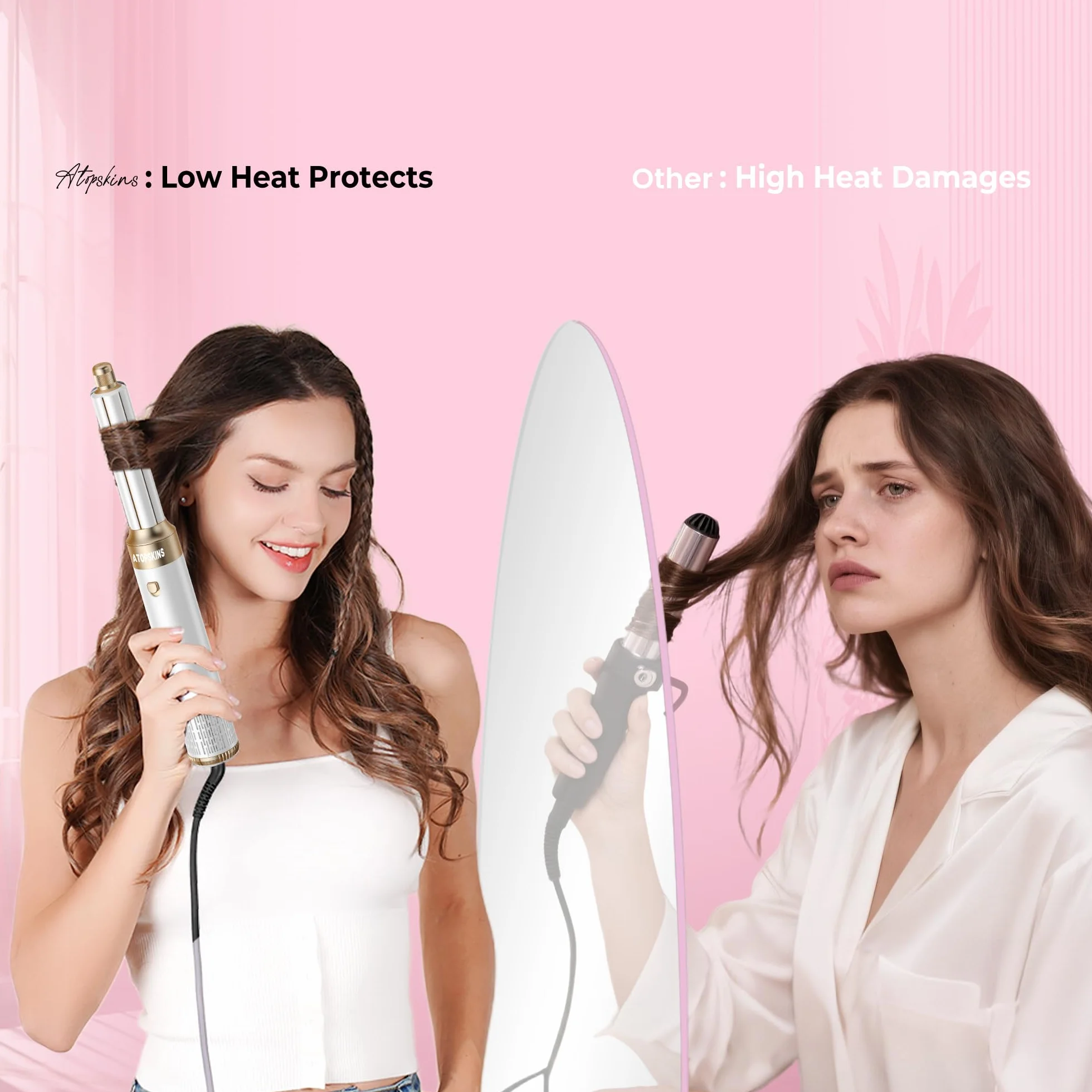 Atopskins Air Styler 6 en 1 Airbrush Hair Styler Pro Cheveux Brosse Soufflante Sécher Boucler Lisser