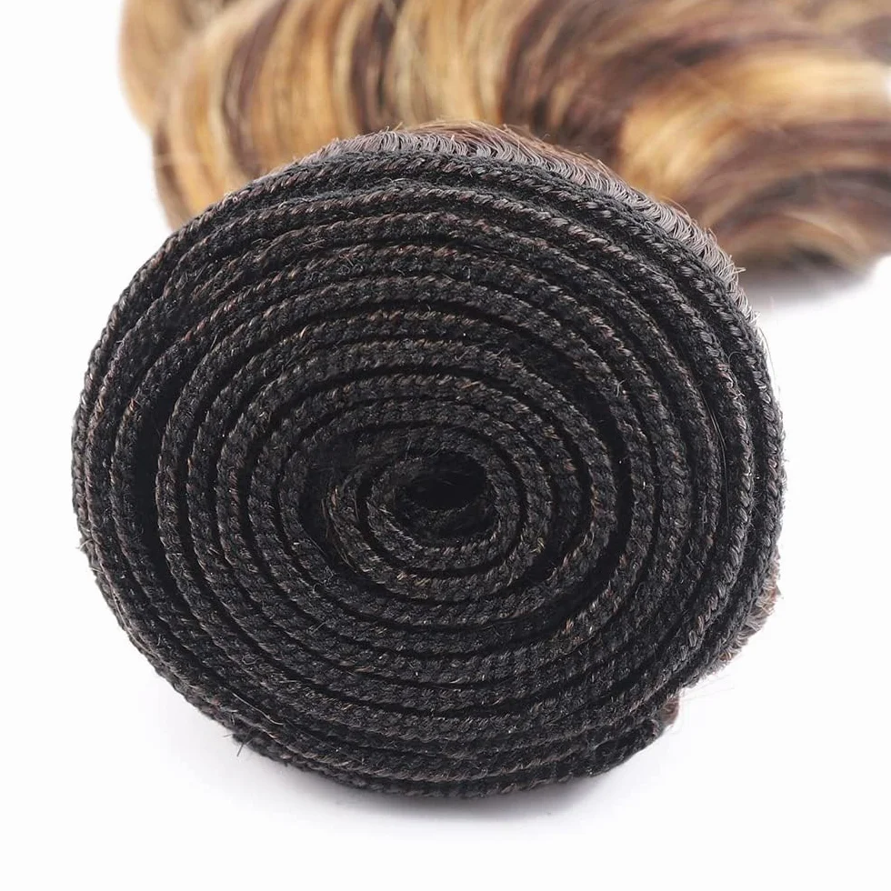 Human Hair Extensions Body Wave Human Hair Bundles Sew in Bundles P4/27 Highlight Blonde Unprocessed Virgin Cheveux Humain Minimal Smell Low Tangle for Women 1 Bundle 16 Inch