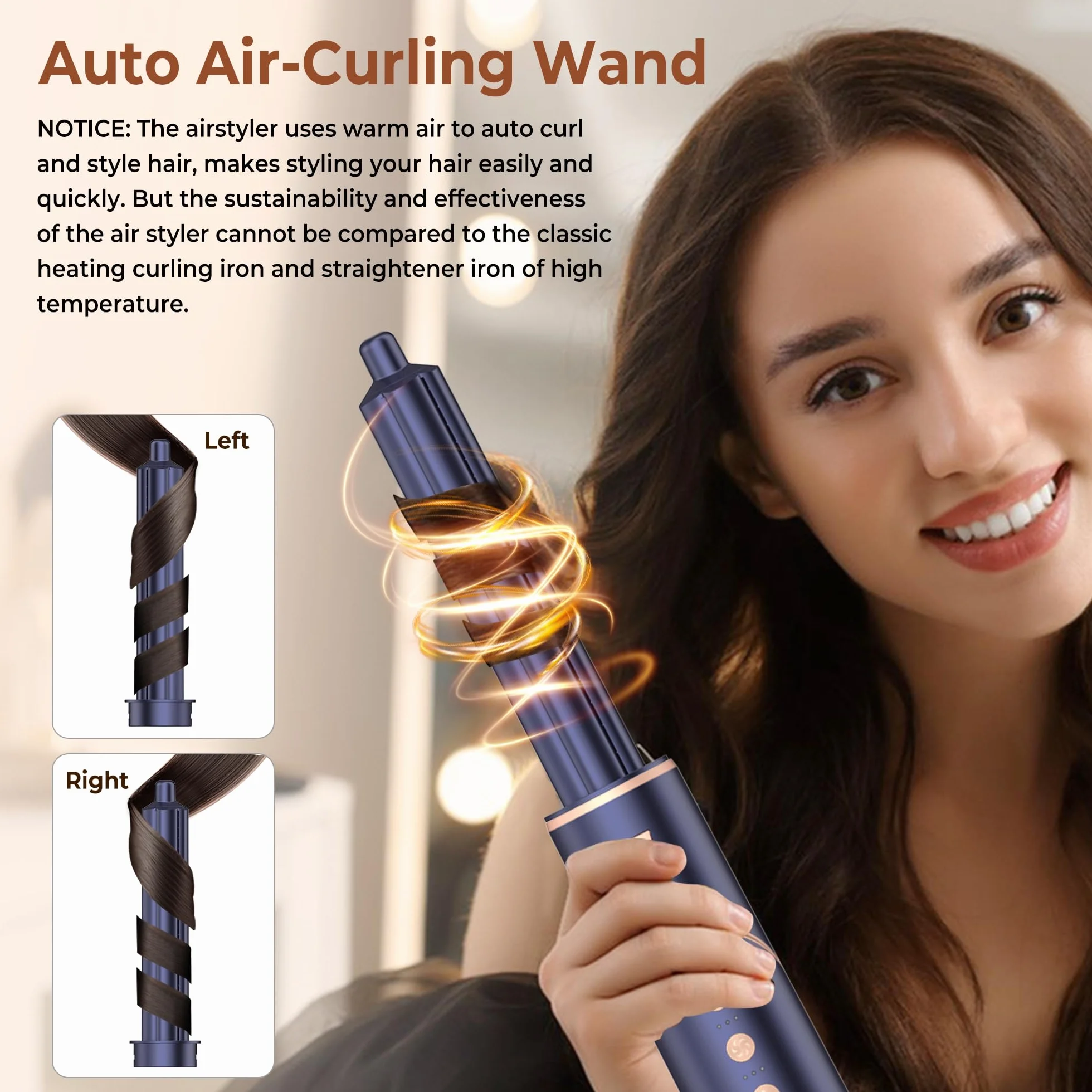 Pro Air Brush Styler 7 en 1 Brosse Soufflante Sèche Cheveux Haute Vitesse Ionique 110000 tr/min Bleu