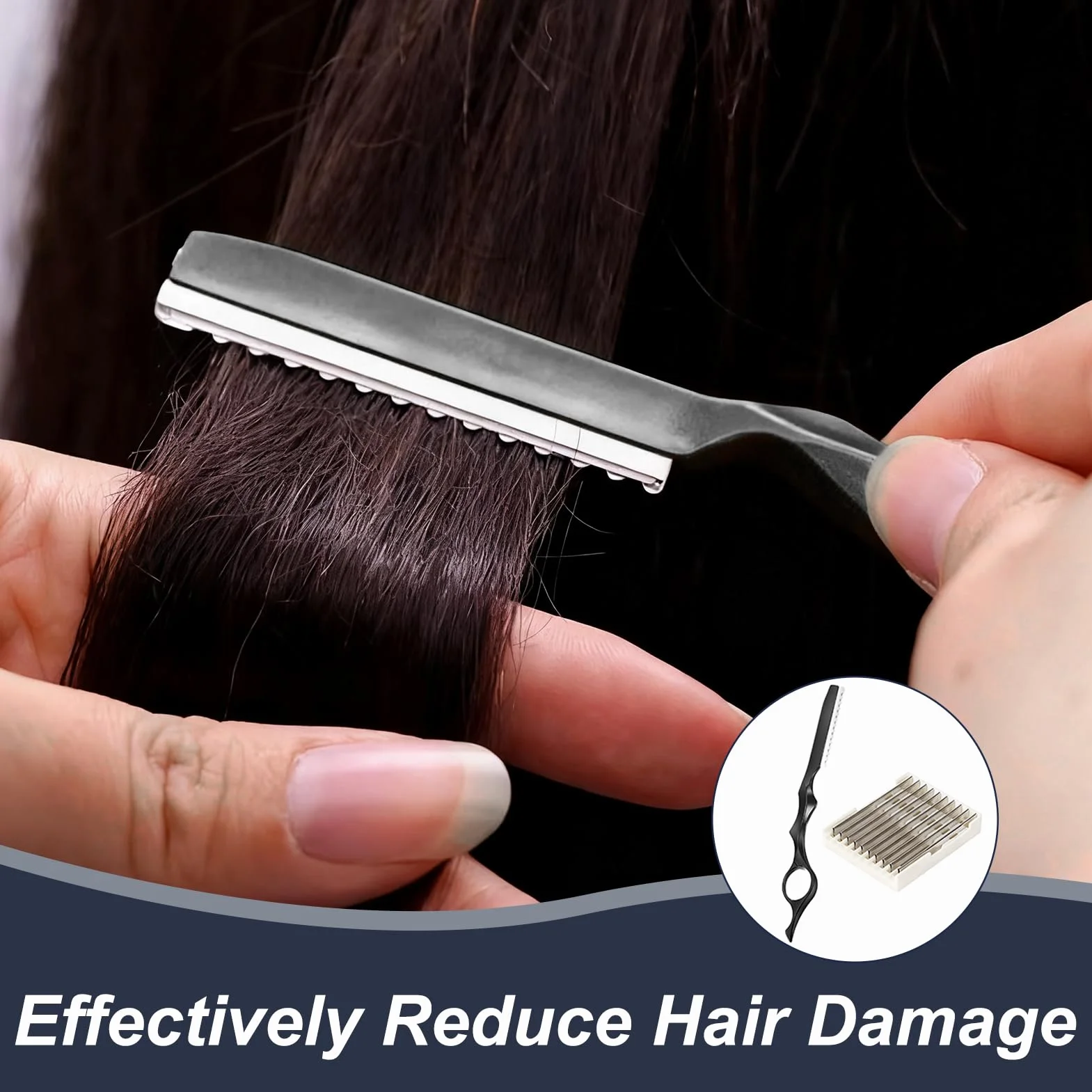 Ciseaux à Cheveux Rasoir de Coiffure 10 Lames de Rechange Coupe Effiler Anti-Pointes Fourchues Tondeuse