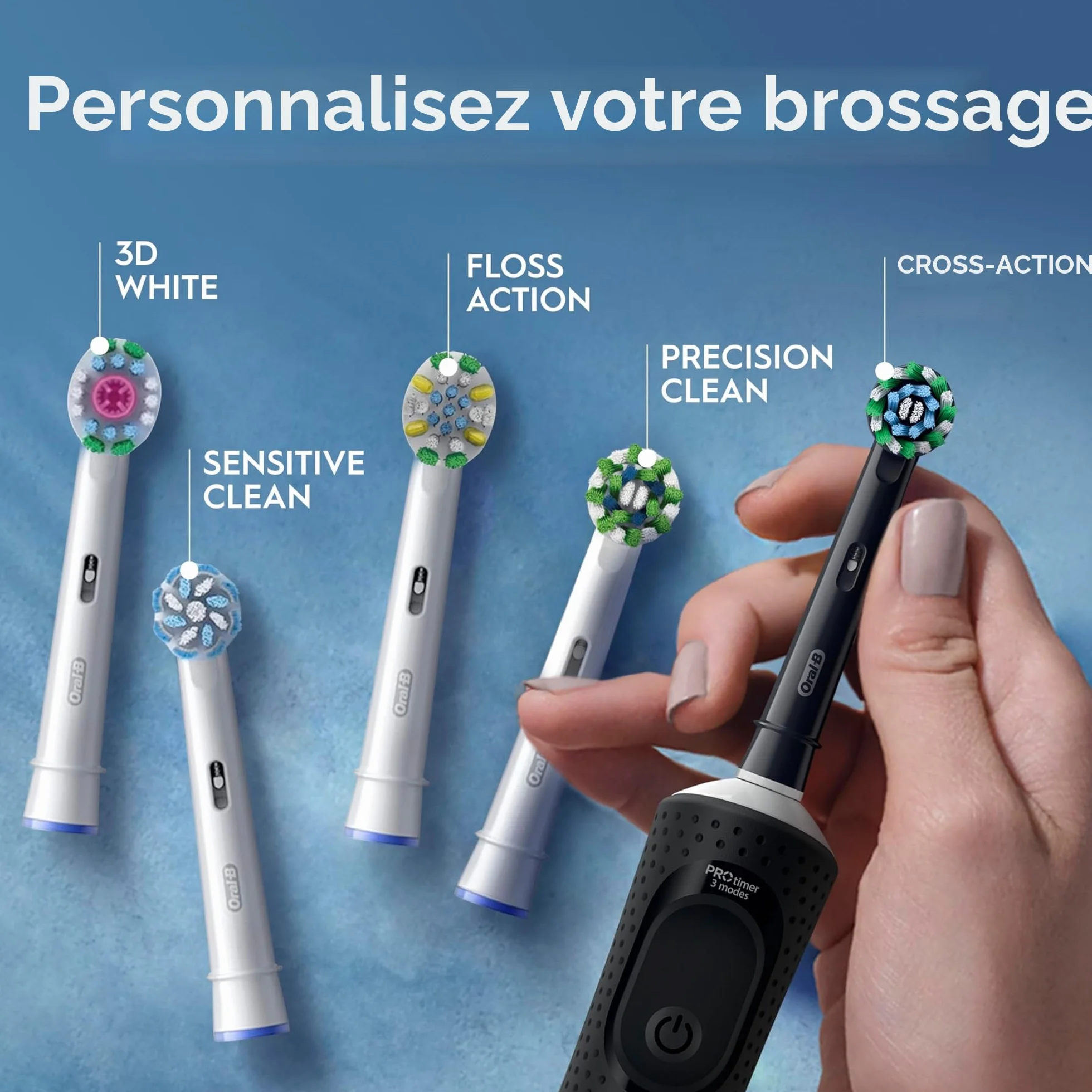 Oral-B Brosse à Dents Électriques Vitality Pro Noire 3 Modes Brossage Sensibilité Minuteur Intégré Chargeur