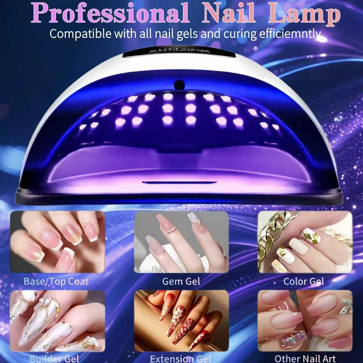 Lampe à Ongles UV LED 320W avec 72 Perles, Séchoir à Vernis Gel avec Capteur Automatique & 4 Minuteries, Professionnel pour Ongles des Mains et Pieds