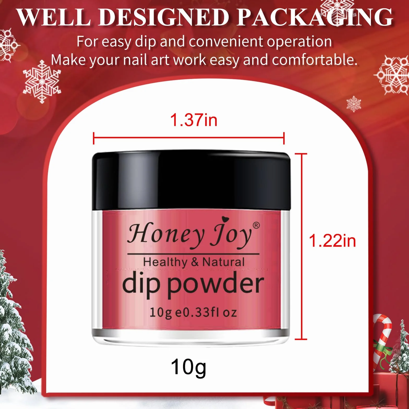 Honey Joy Lot de 6 boîtes Poudre de Trempage Rouge Vin Pailleté Rouge Grange Finition Uniforme Sans Lampe 10g