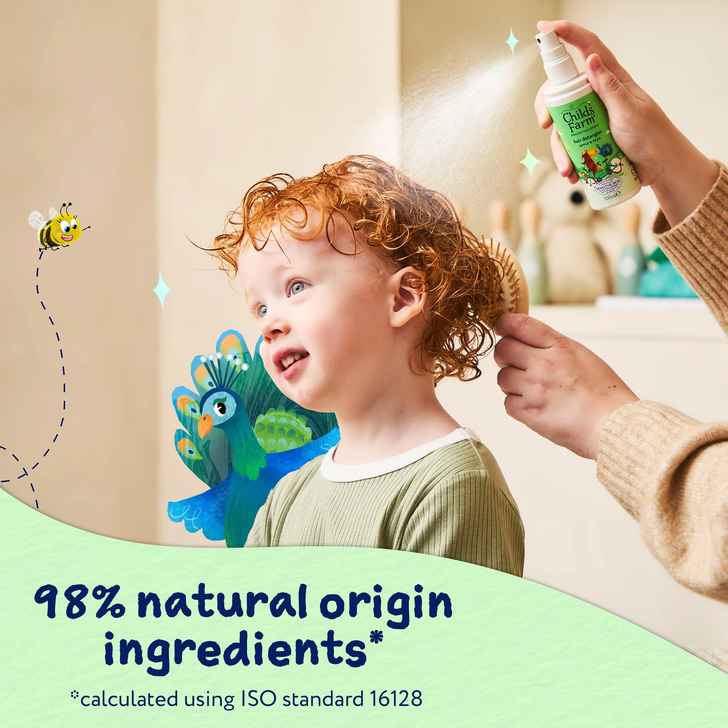 Childs Farm Spray démêlant 3 en 1 pour cheveux Protection thermique Parfum pomme et poire 100 ml